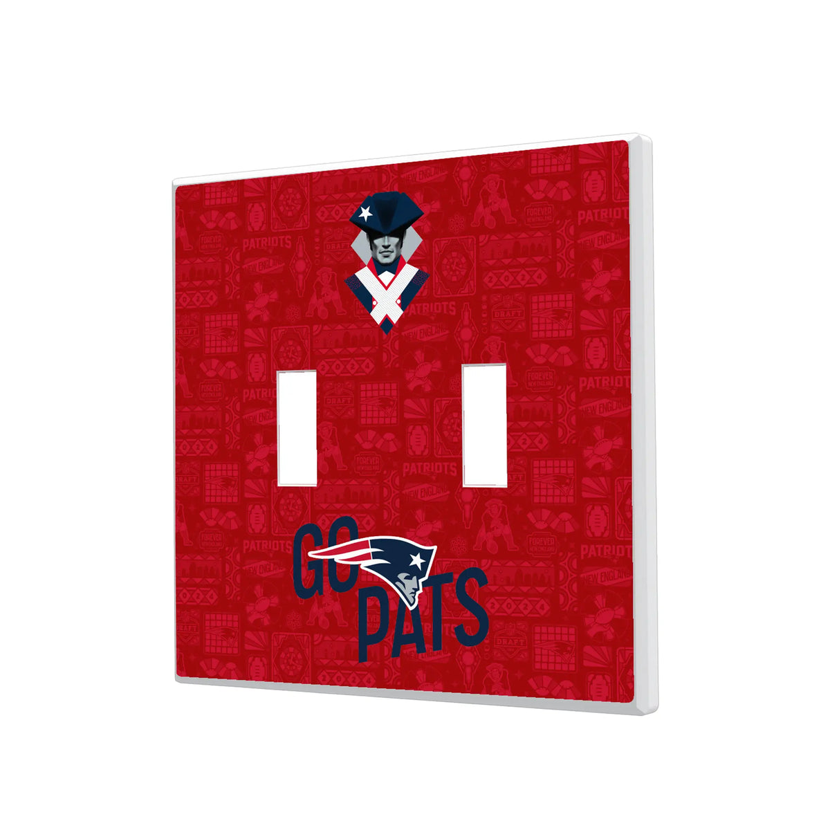 New England Patriots Deco Hidden-Screw Light Switch Plate#Style_Double Toggle