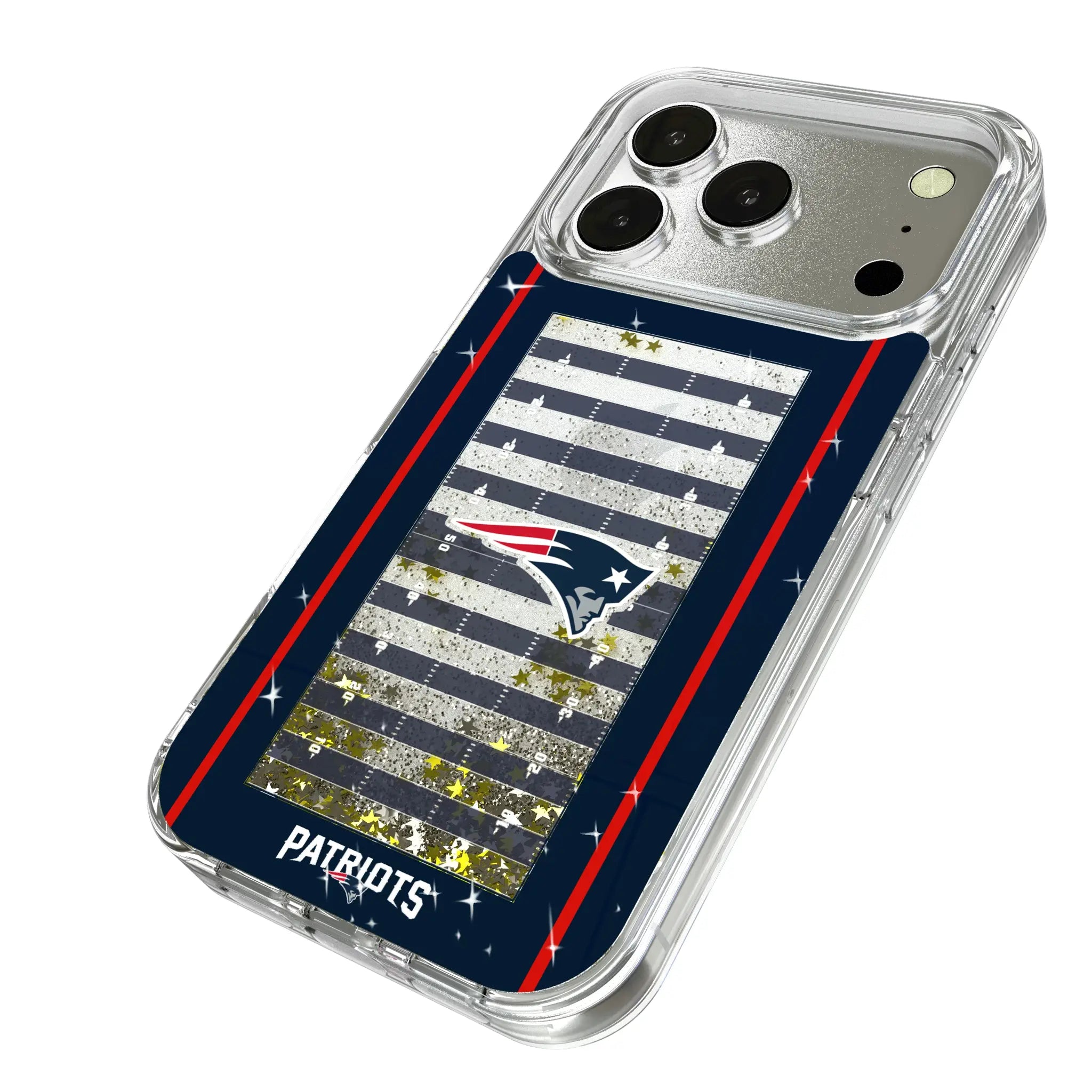 New England Patriots Field iPhone Glitter Phone Case for Apple iPhone - Isometric View