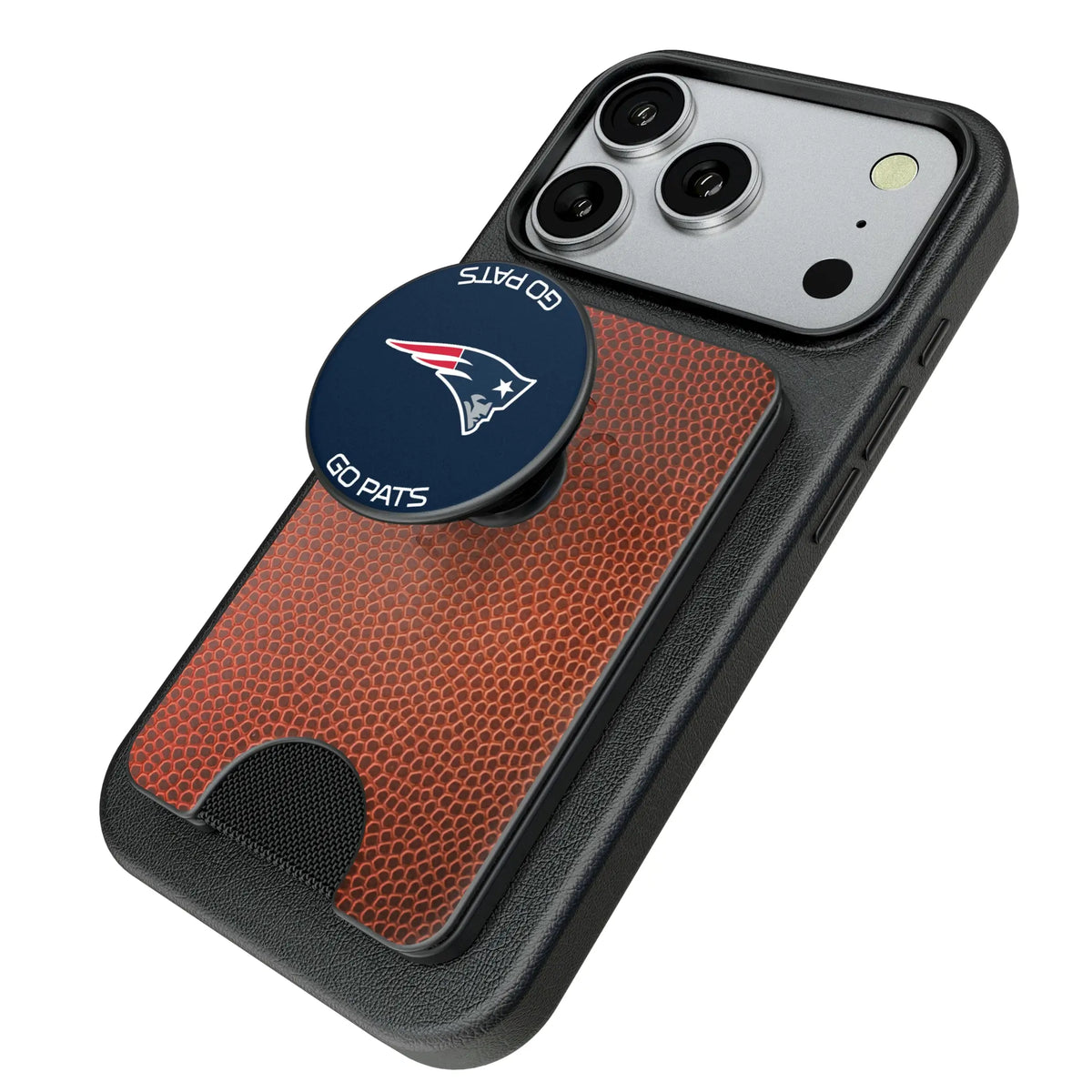 New England Patriots Football Popsockets Wallet Magnetic - Isometric View