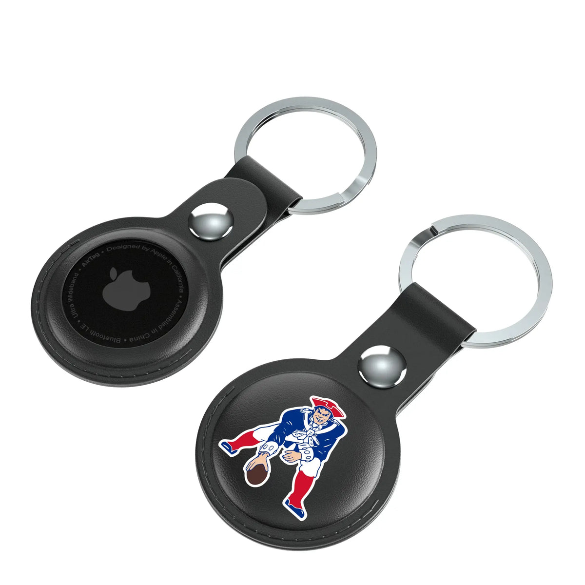 New England Patriots Historic Collection Insignia AirTag Black Airtag Holder 2-Pack - Isometric View