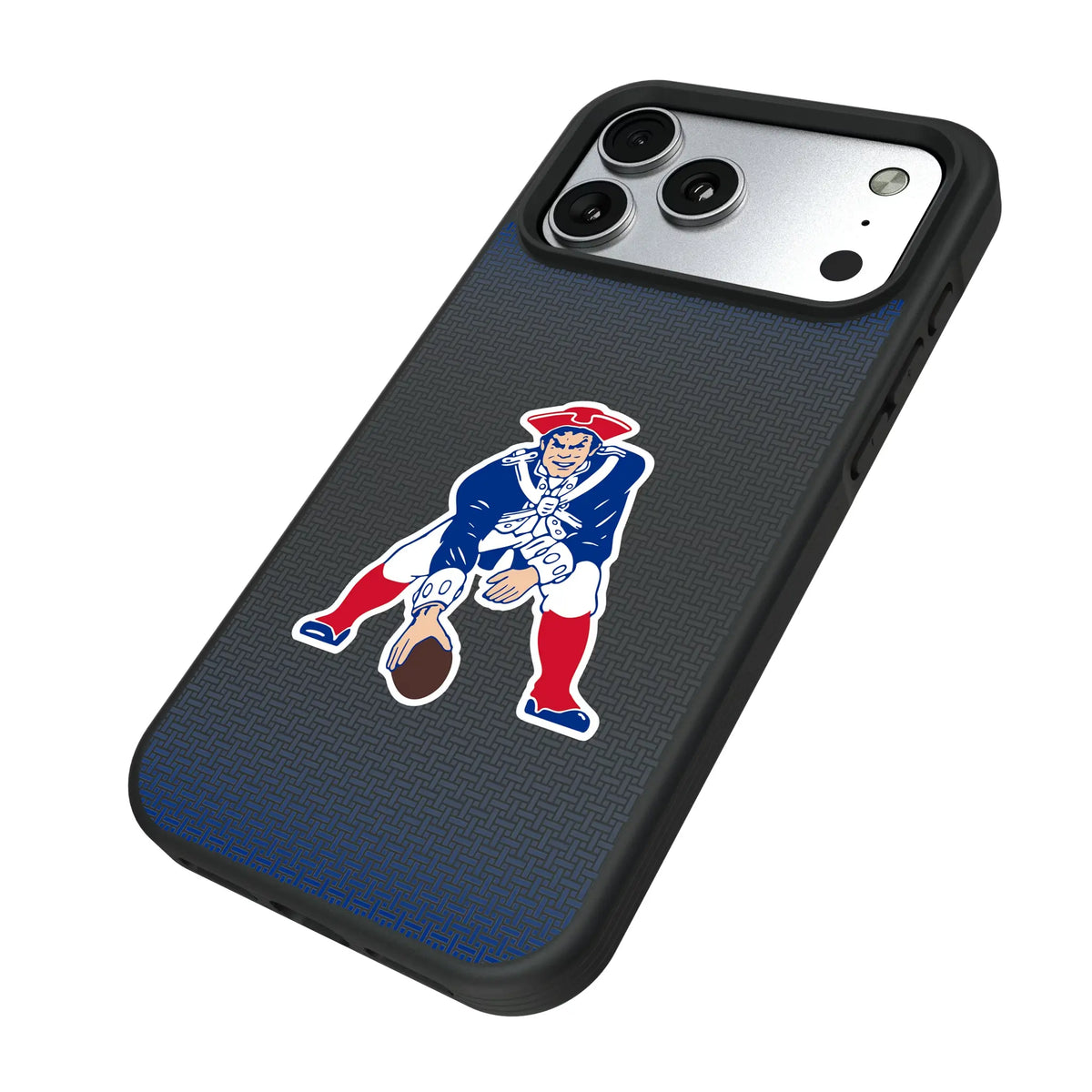 New England Patriots Historic Collection Linen iPhone Bump Phone Case for Apple iPhone - Isometric View#Device_iPhone 17 Pro Max
