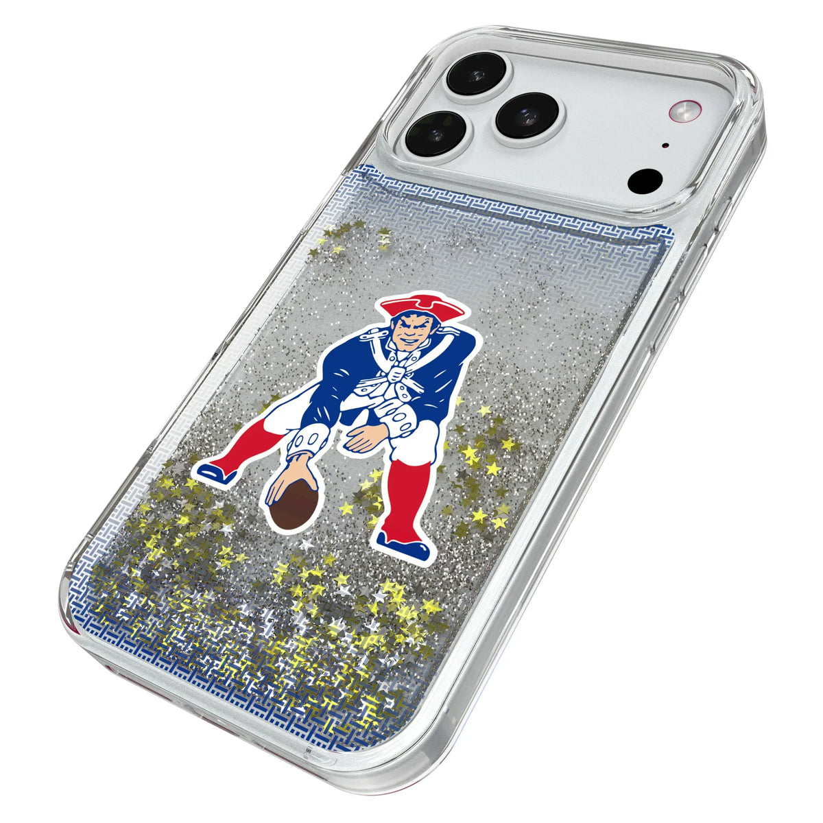 New England Patriots Historic Collection Linen iPhone Glitter Phone Case for Apple iPhone - Isometric View#Device_iPhone 18 Pro Max
