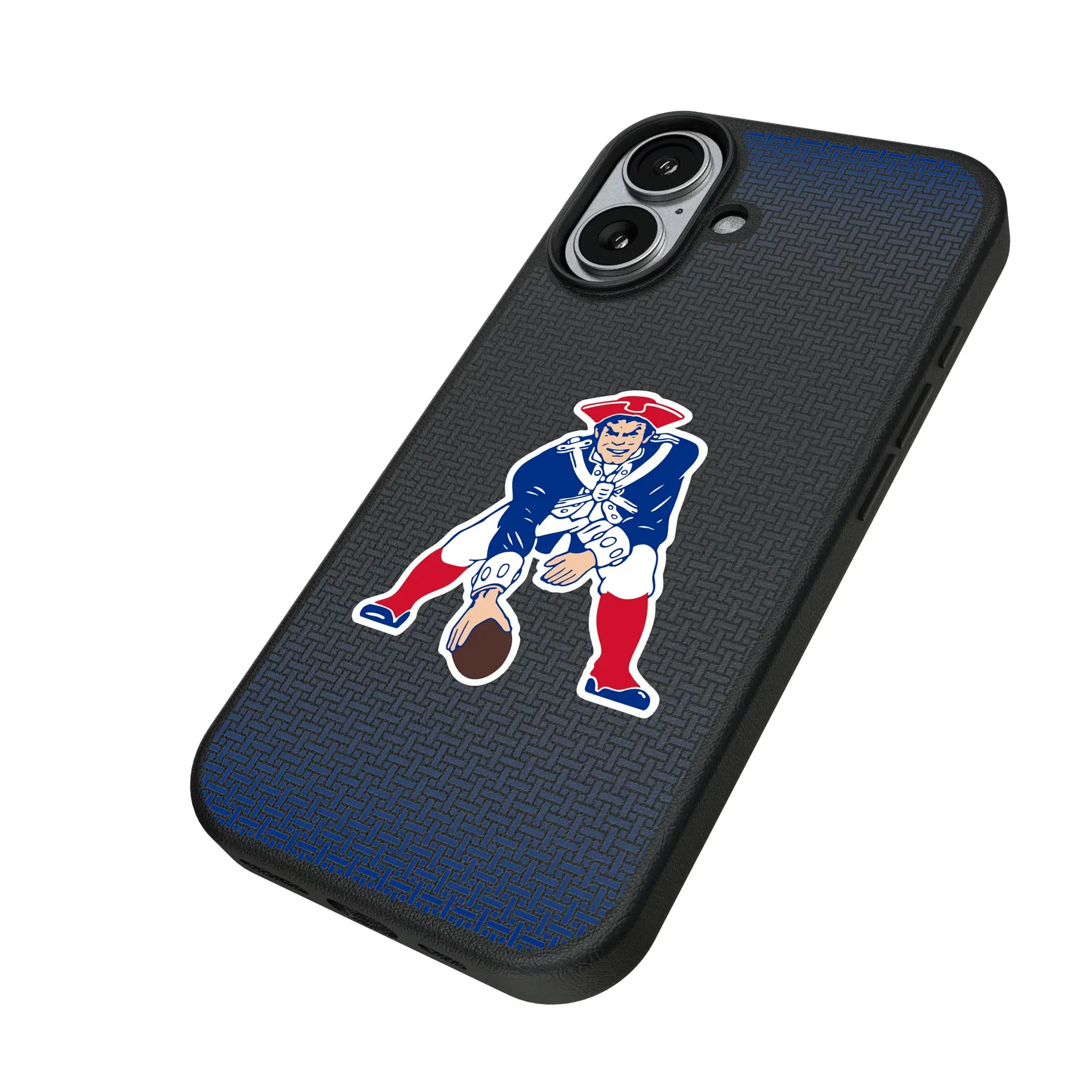 New England Patriots Historic Collection Linen iPhone MagSafe Compatible Phone Case for Apple iPhone - Isometric View#Device_iPhone 17