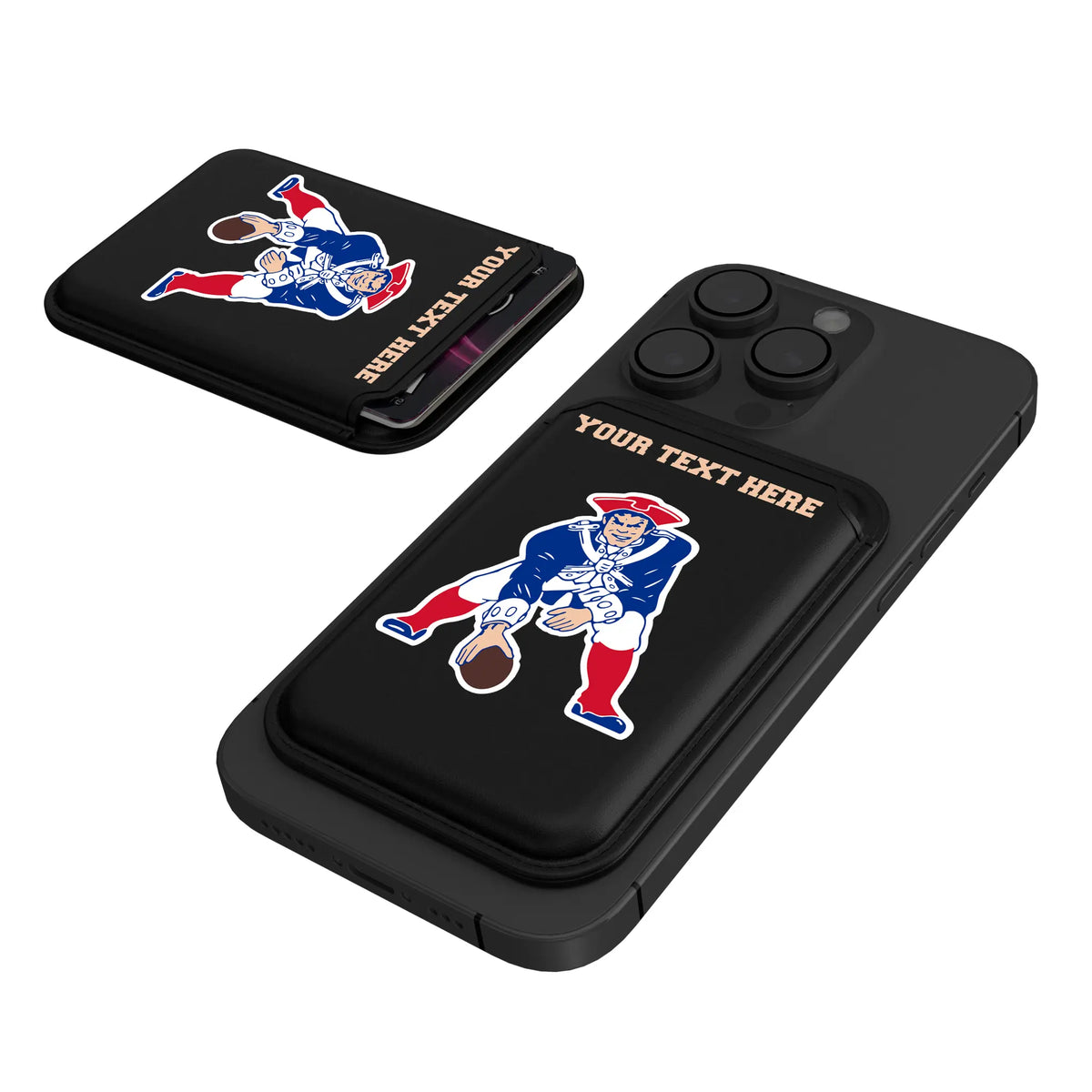 New England Patriots Historic Collection Personalized Insignia Black Magnetic Credit Card Wallet