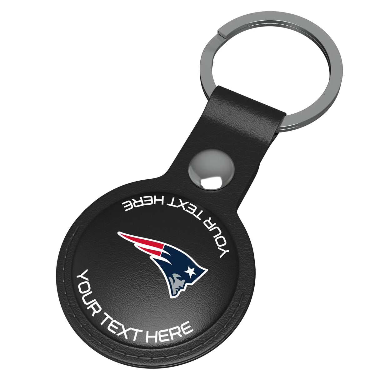 New England Patriots Personalized Insignia AirTag Black Airtag Holder - Isometric View