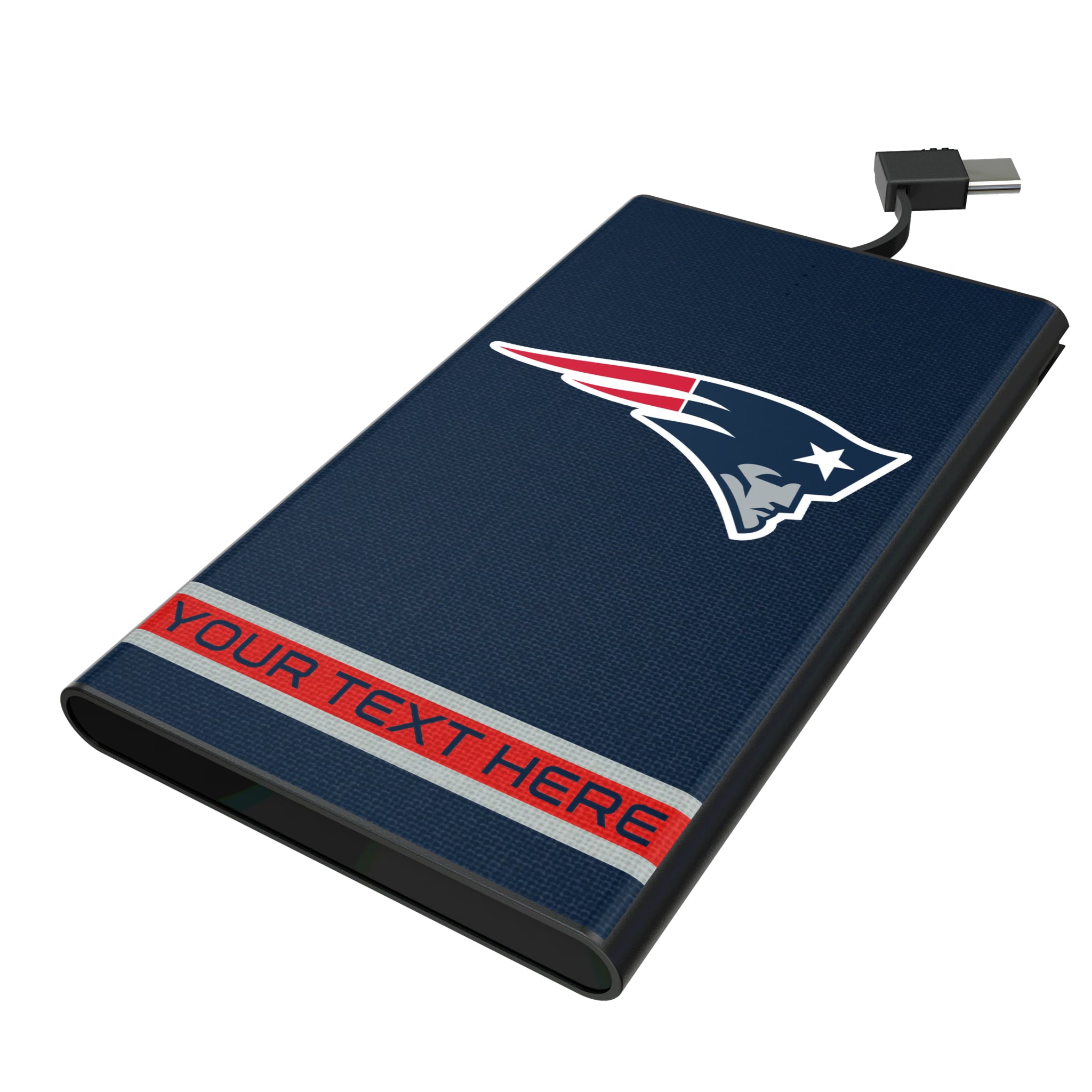 New England Patriots Personalized Stripe 5000mAh Flat Powerbank