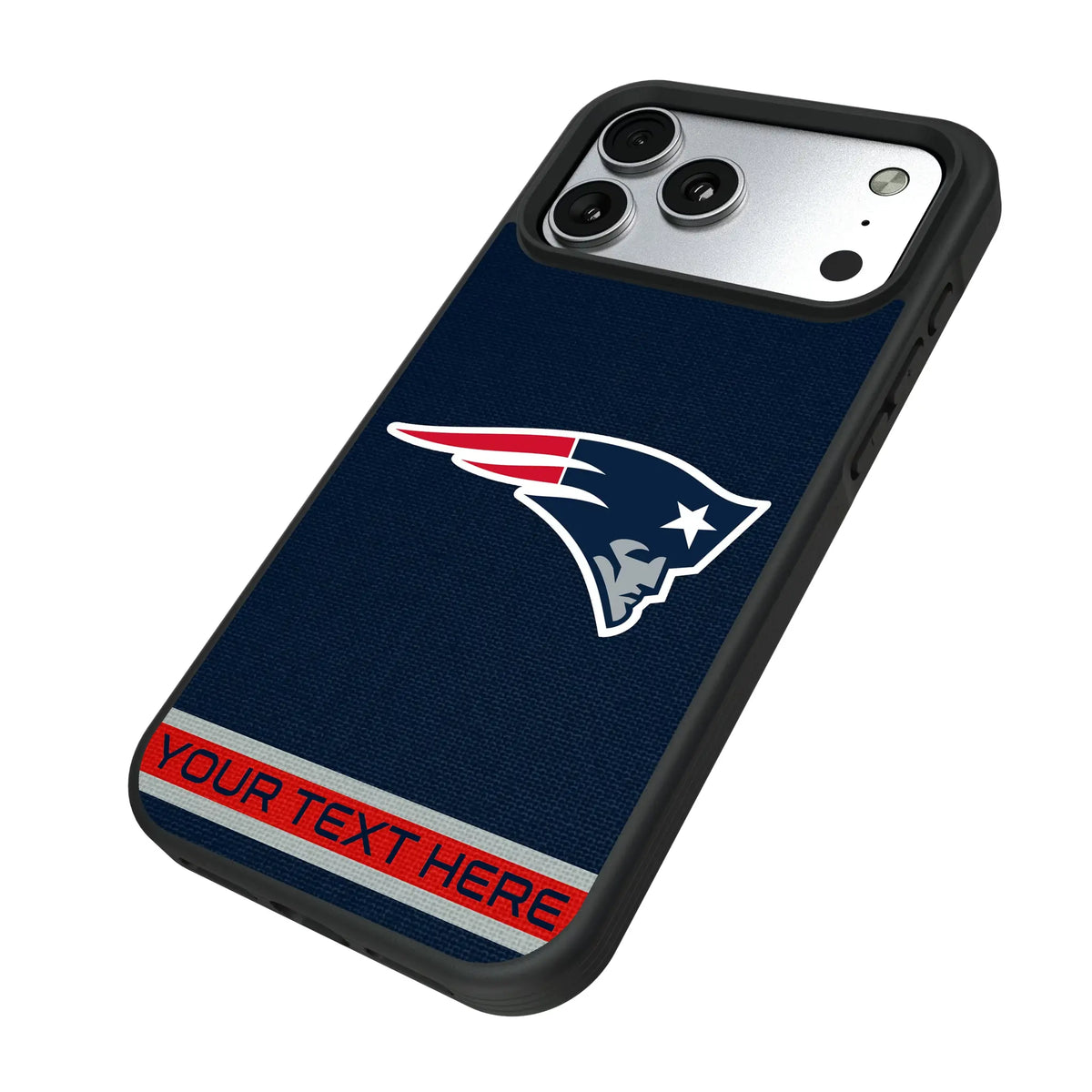 New England Patriots Personalized Stripe iPhone Bump Phone Case for Apple iPhone - Isometric View#Device_iPhone 17 Pro Max