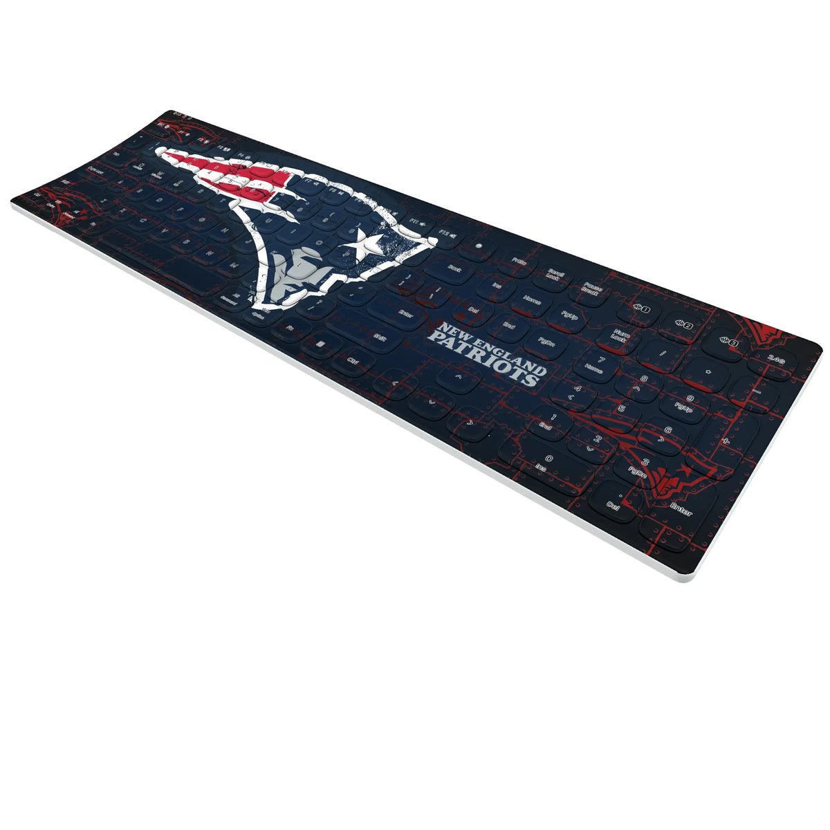 New England Patriots Rivet KKB605 Curved Wireless Keyboard - Isometric View