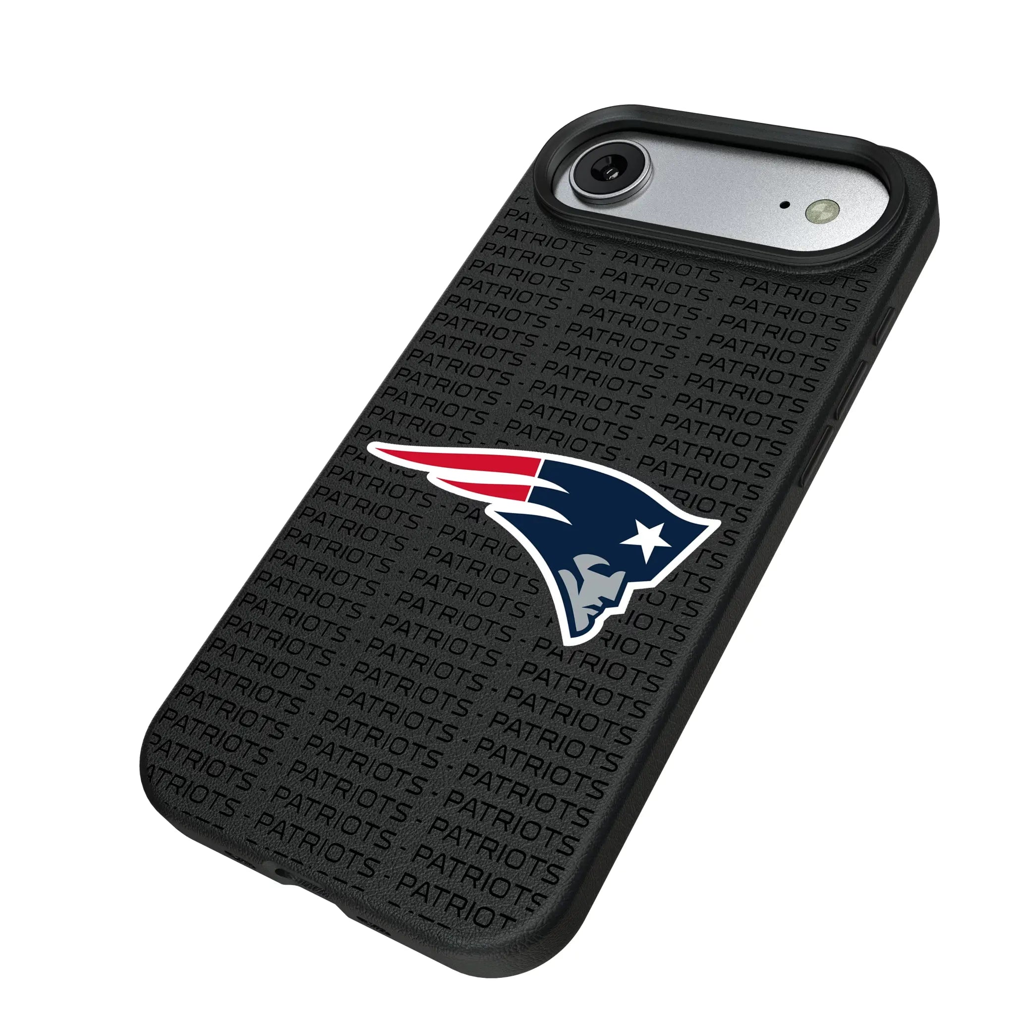 New England Patriots Text Backdrop iPhone MagSafe Compatible Phone Case for Apple iPhone - Isometric View#Device_iPhone Air