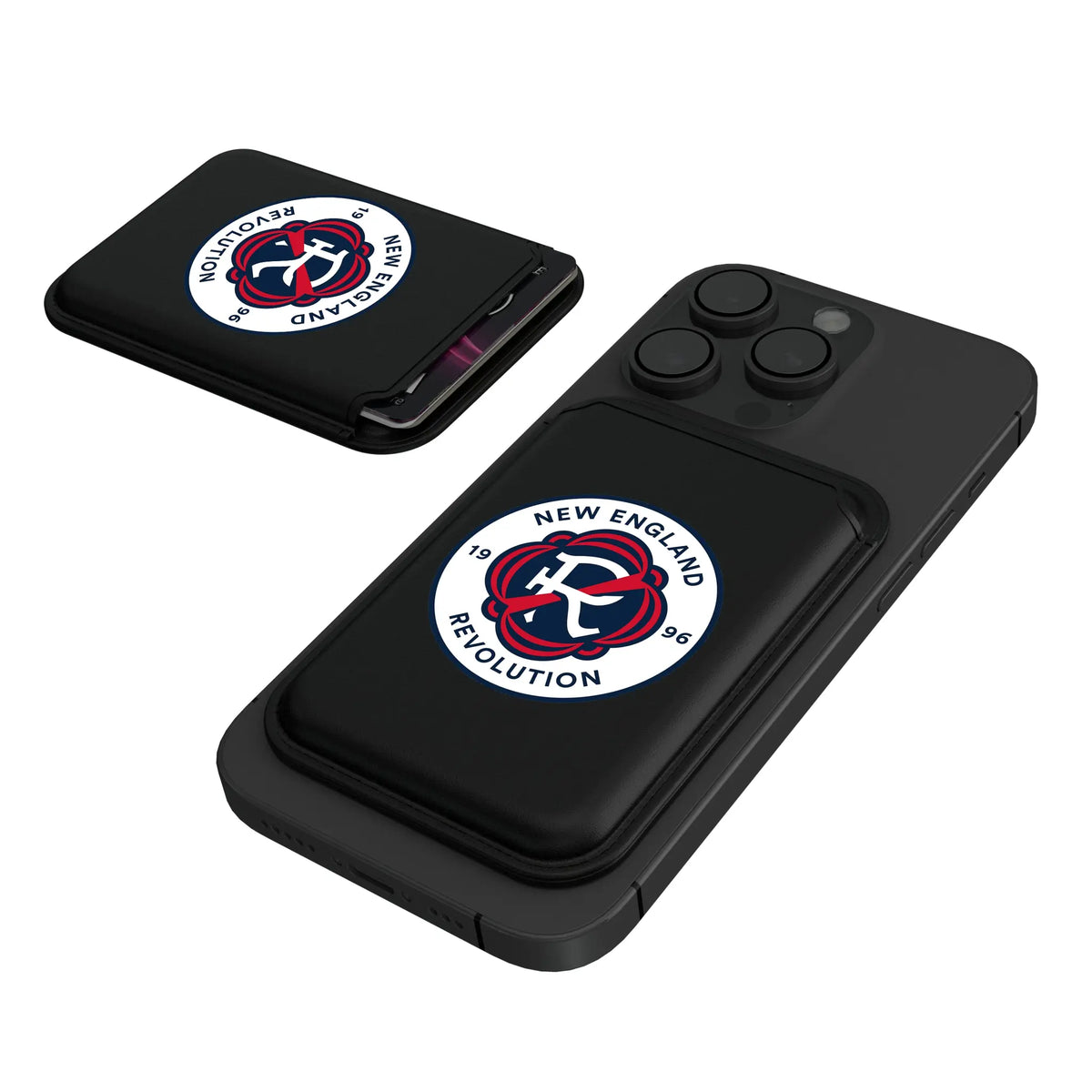 New England Revolution Insignia Black Magnetic Credit Card Wallet