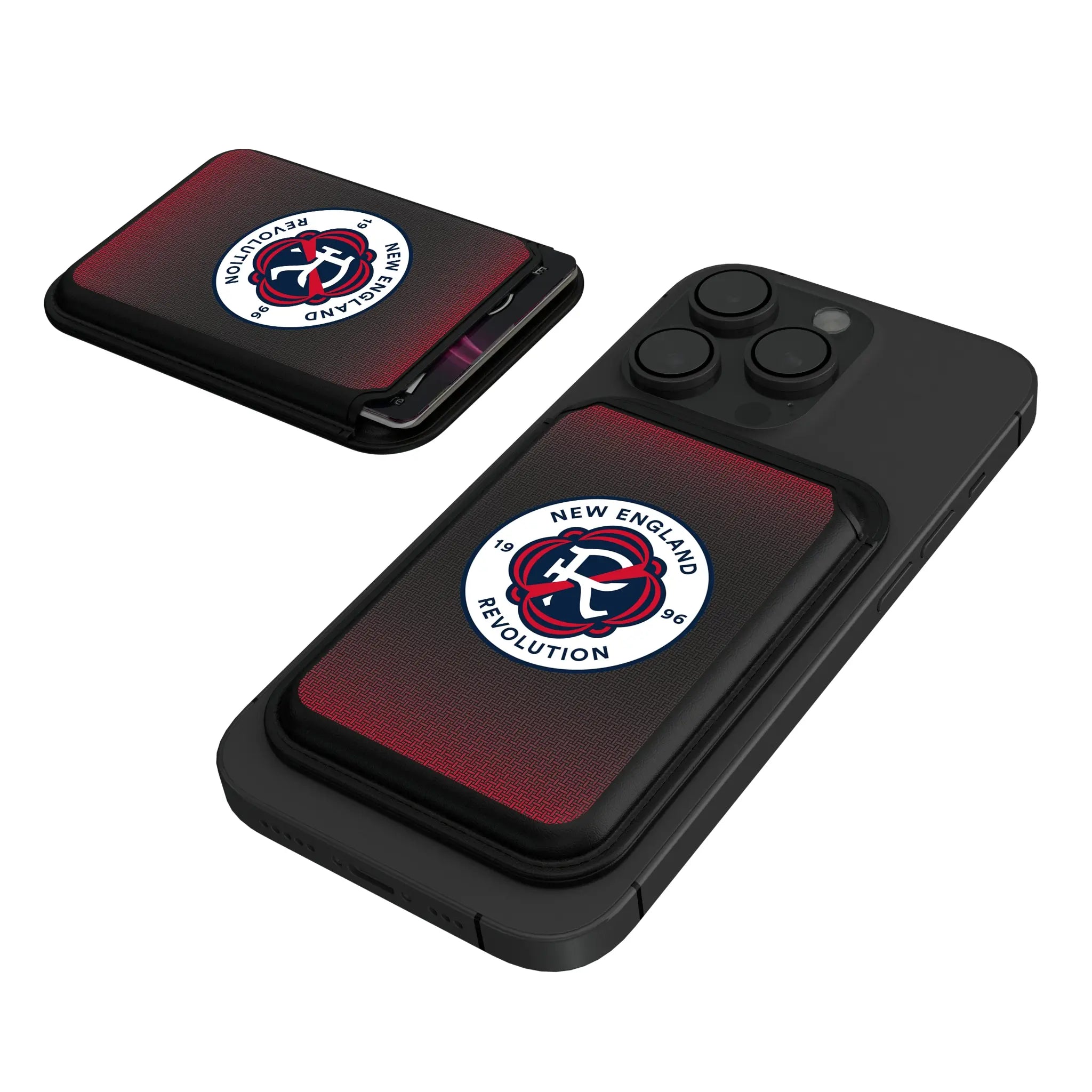 New England Revolution Linen Black Magnetic Credit Card Wallet