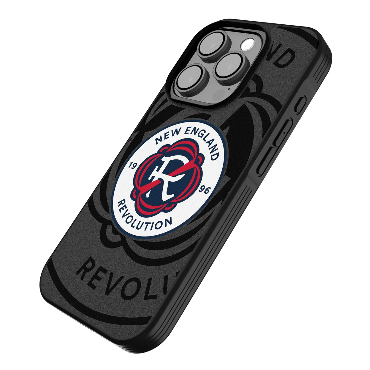 New England Revolution Monocolor Tilt iPhone Bump Phone Case for Apple iPhone - Isometric View