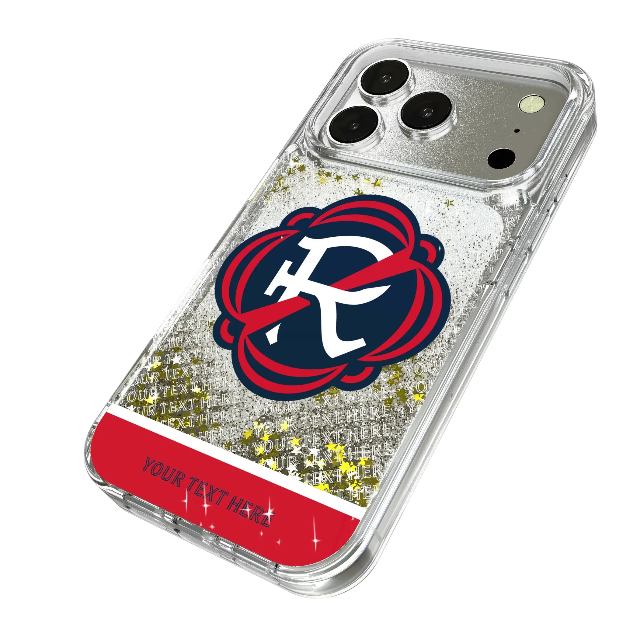 New England Revolution Personalized EndZone Plus iPhone Glitter Phone Case for Apple iPhone - Isometric View
