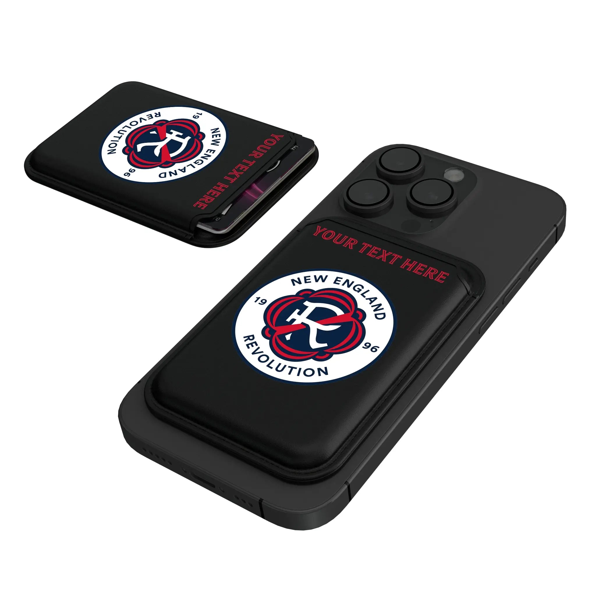 New England Revolution Personalized Insignia Black Magnetic Credit Card Wallet