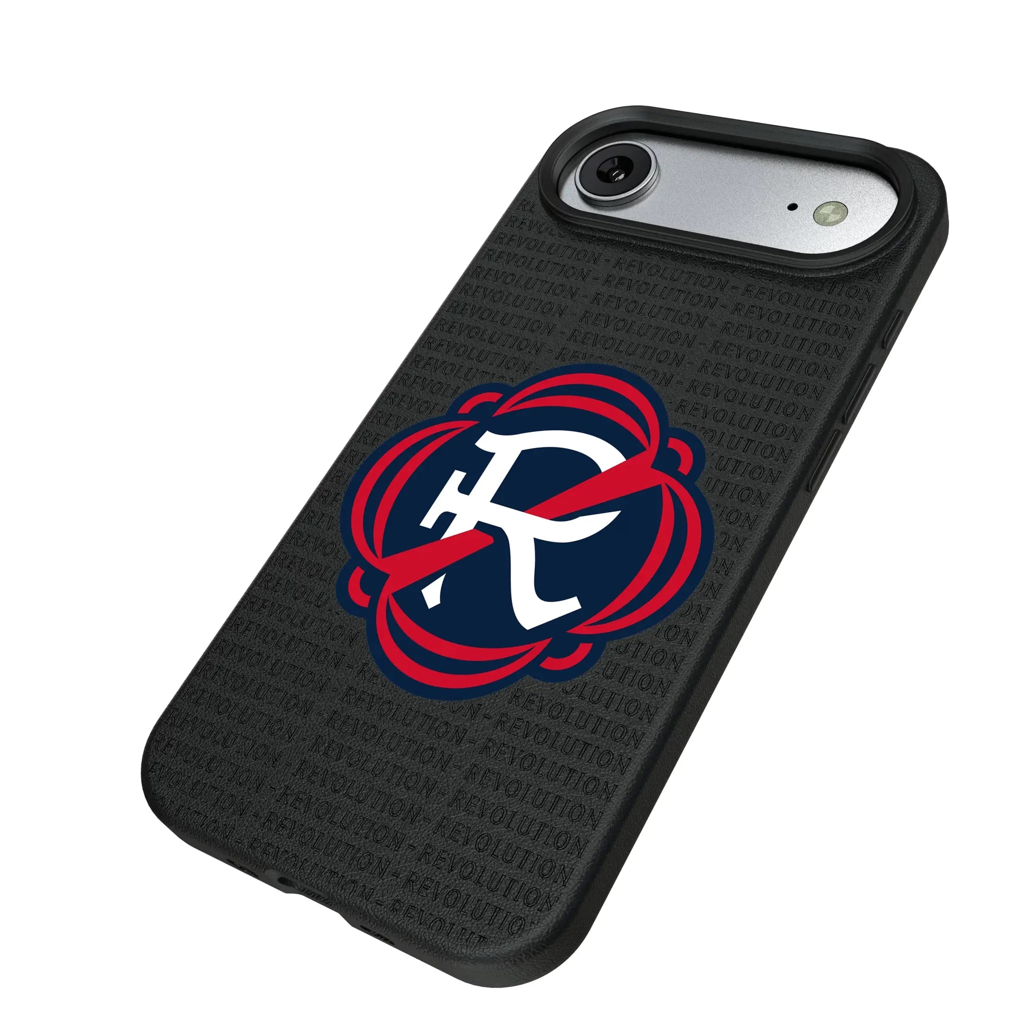 New England Revolution Text Backdrop iPhone MagSafe Compatible Phone Case for Apple iPhone - Isometric View#Device_iPhone Air
