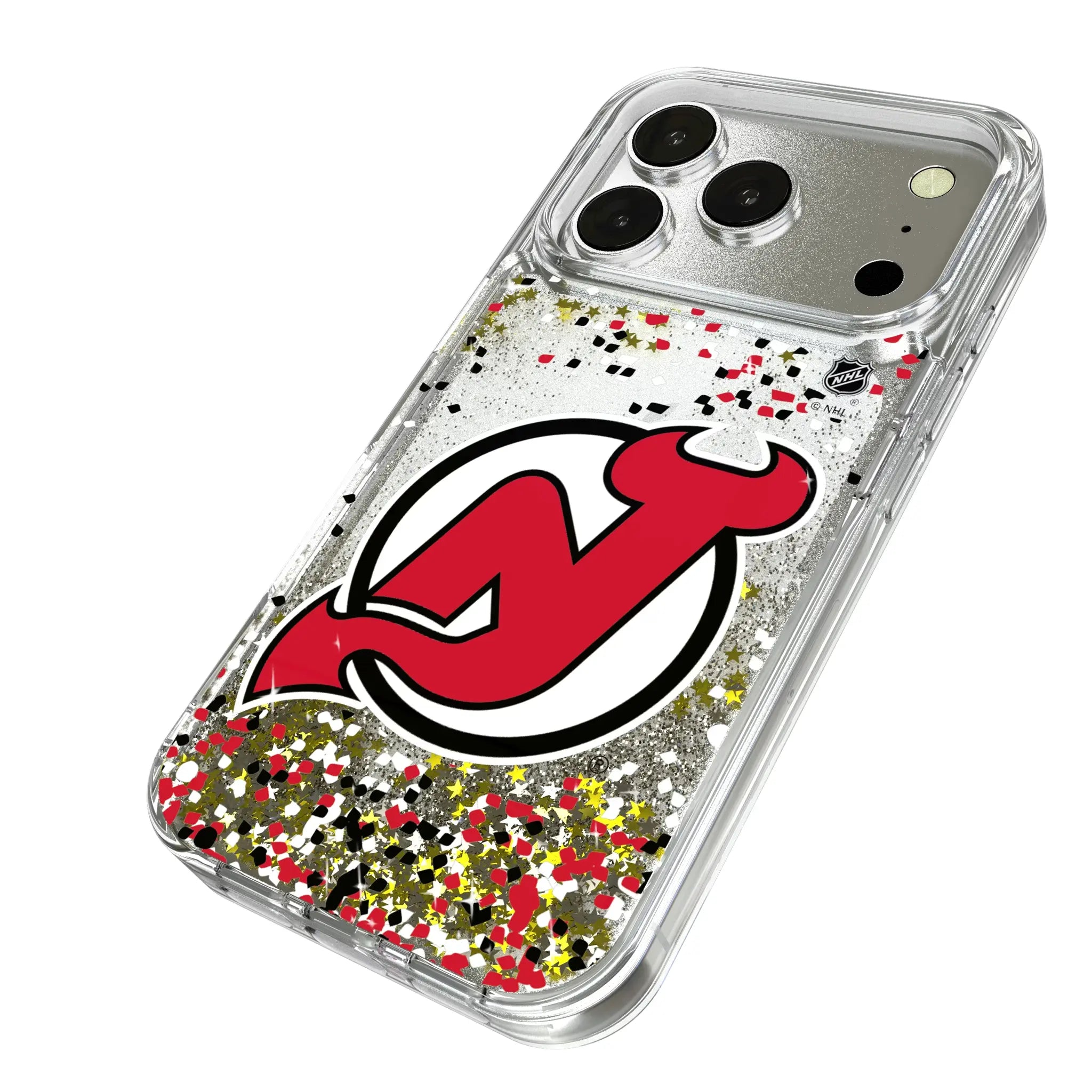 New Jersey Devils Confetti iPhone Glitter Phone Case for Apple iPhone - Isometric View