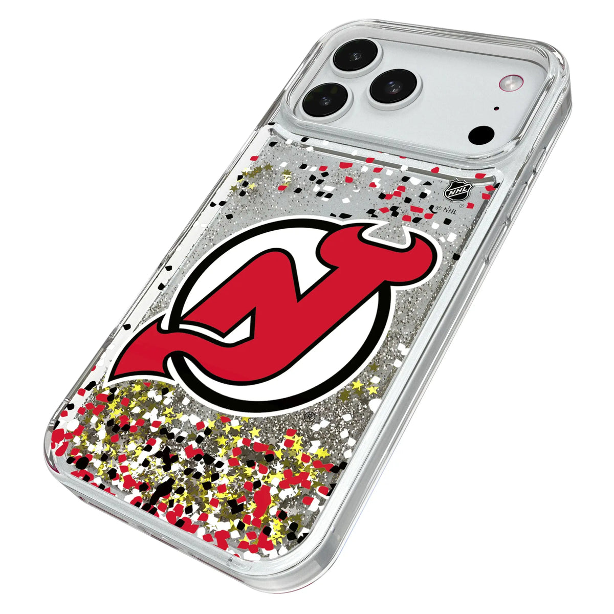 New Jersey Devils Confetti iPhone Glitter Phone Case for Apple iPhone - Isometric View#Device_iPhone 18 Pro Max