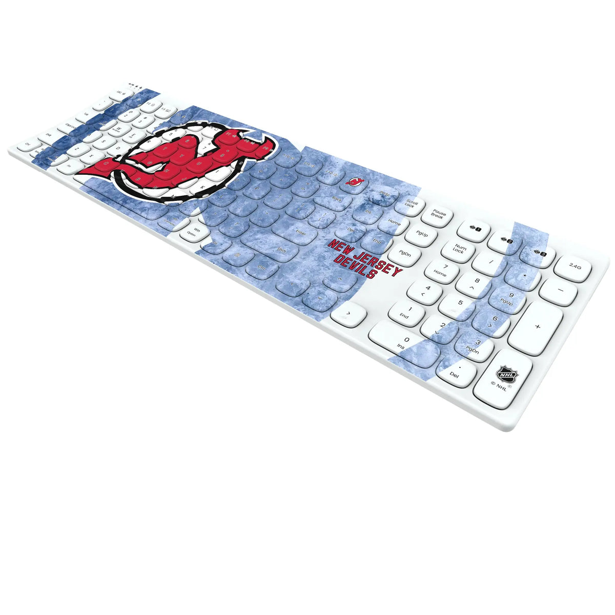 New Jersey Devils Ice Tilt KKB605 Curved Wireless Keyboard - Isometric View