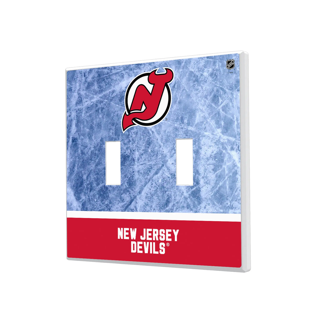 New Jersey Devils Ice Wordmark Hidden-Screw Light Switch Plate#Style_Double Toggle