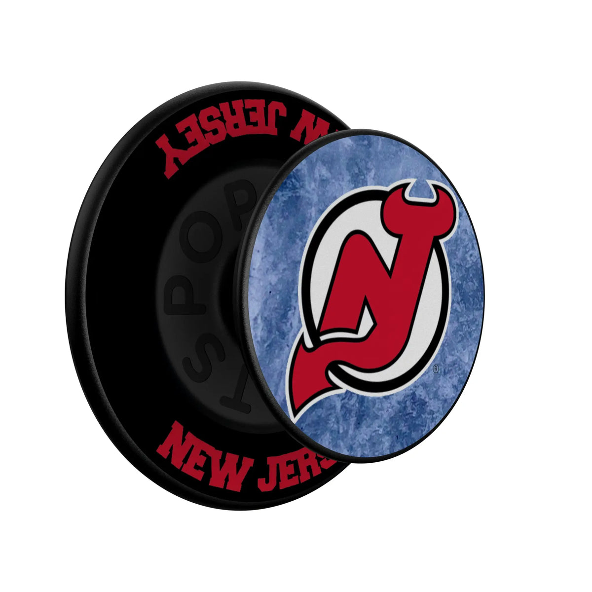 New Jersey Devils Ice Wordmark Popsockets Round Magnetic - Isometric View