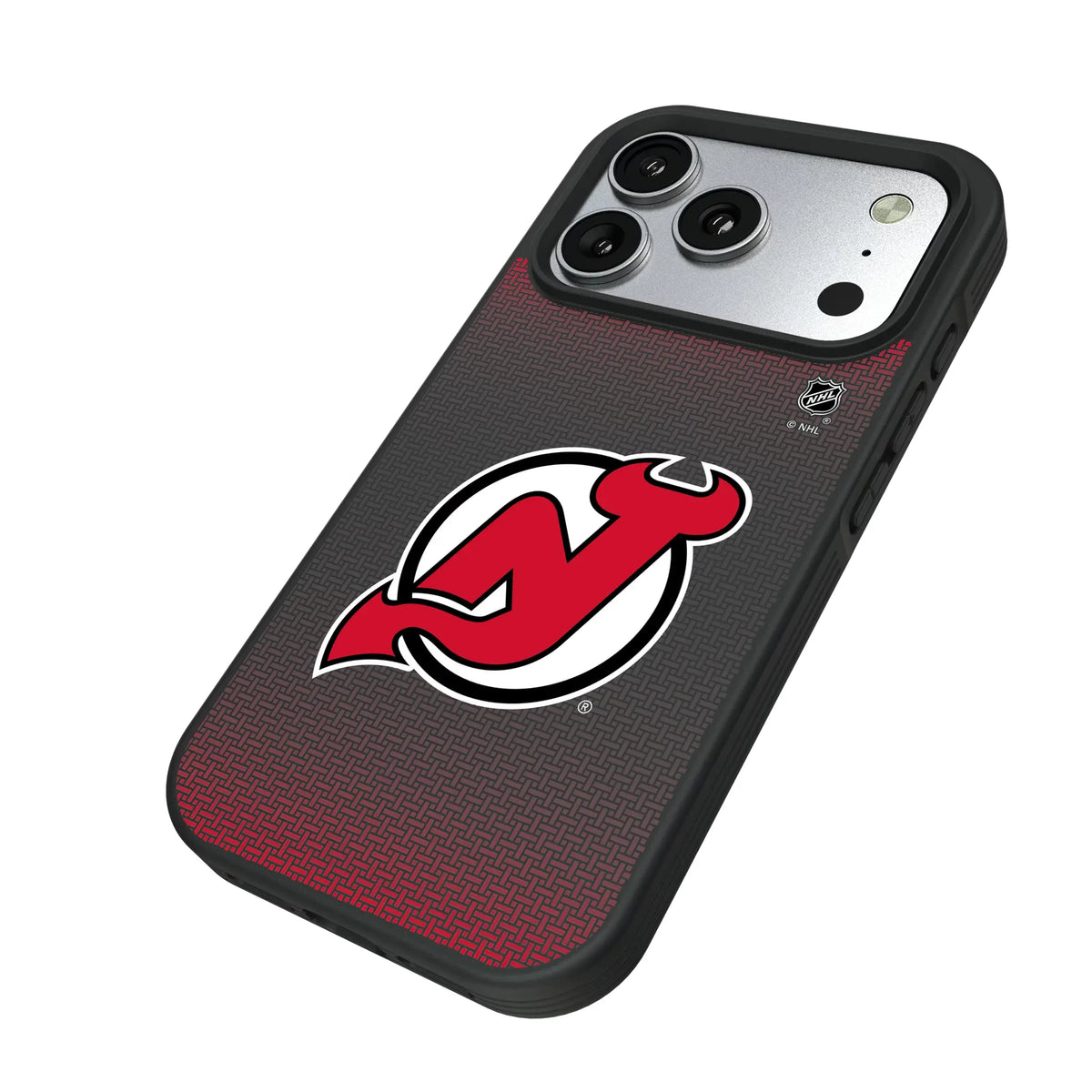 New Jersey Devils Linen iPhone Bump Phone Case for Apple iPhone - Isometric View#Device_iPhone 17 Pro