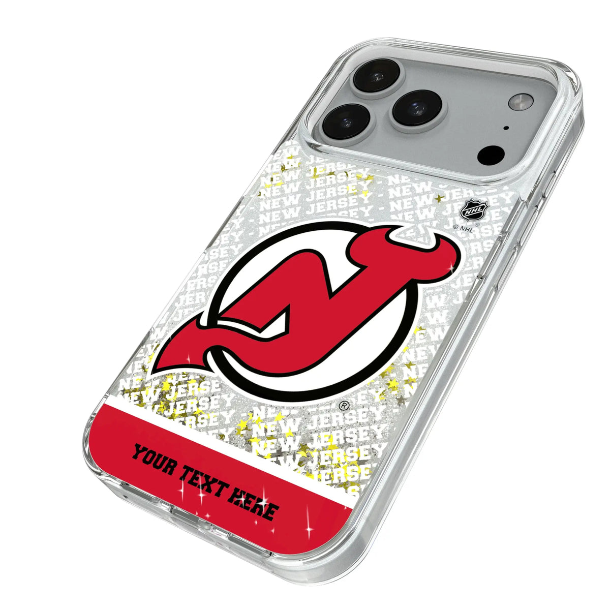 New Jersey Devils Personalized EndZone Plus iPhone Glitter Phone Case for Apple iPhone - Isometric View#Device_iPhone 18 Pro