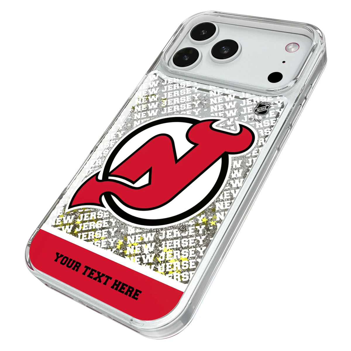 New Jersey Devils Personalized EndZone Plus iPhone Glitter Phone Case for Apple iPhone - Isometric View#Device_iPhone 18 Pro Max