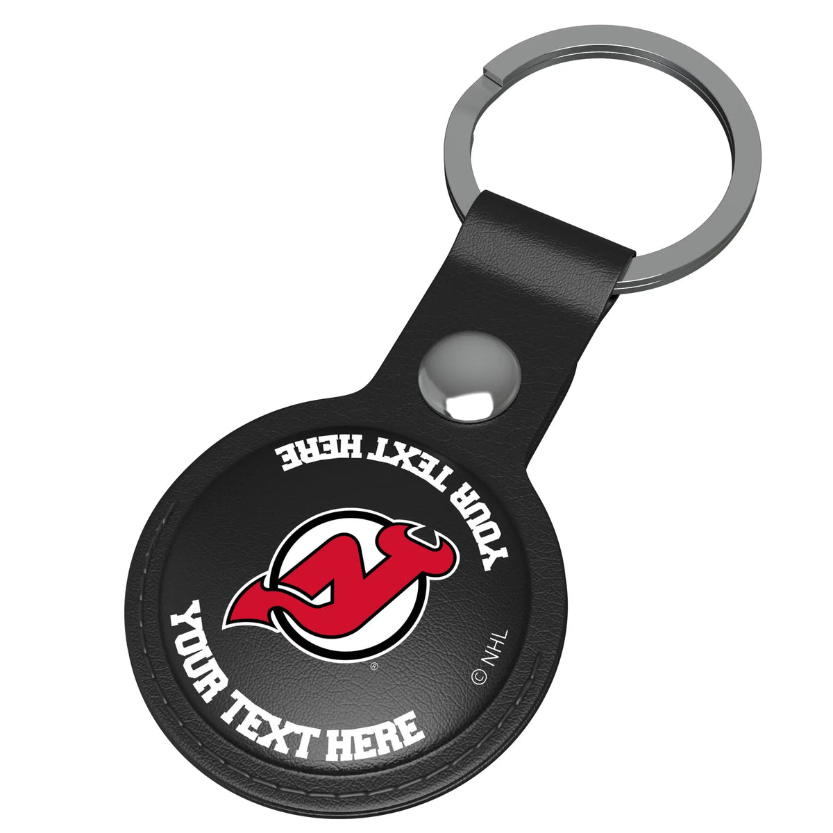 New Jersey Devils Personalized Insignia AirTag Black Airtag Holder - Isometric View