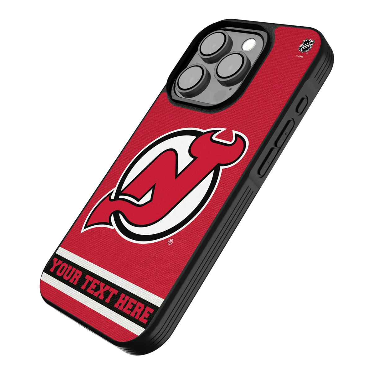 New Jersey Devils Personalized Stripe iPhone Bump Phone Case for Apple iPhone - Isometric View