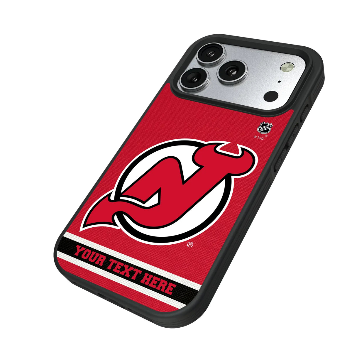 New Jersey Devils Personalized Stripe iPhone Bump Phone Case for Apple iPhone - Isometric View#Device_iPhone 17 Pro