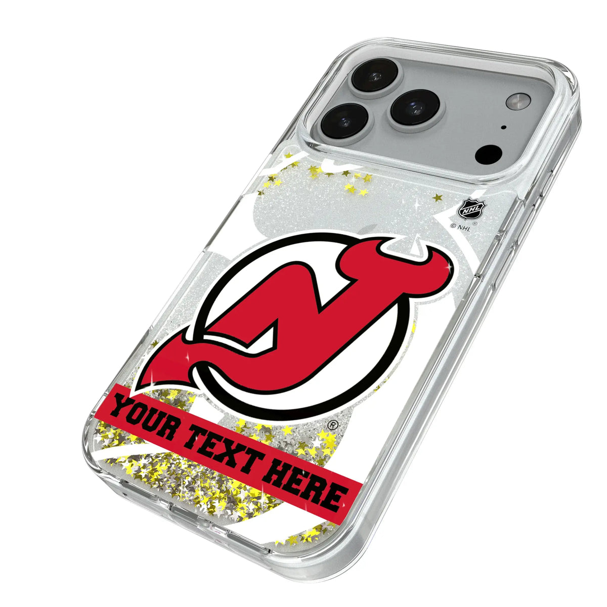 New Jersey Devils Personalized Tilt iPhone Glitter Phone Case for Apple iPhone - Isometric View#Device_iPhone 18 Pro