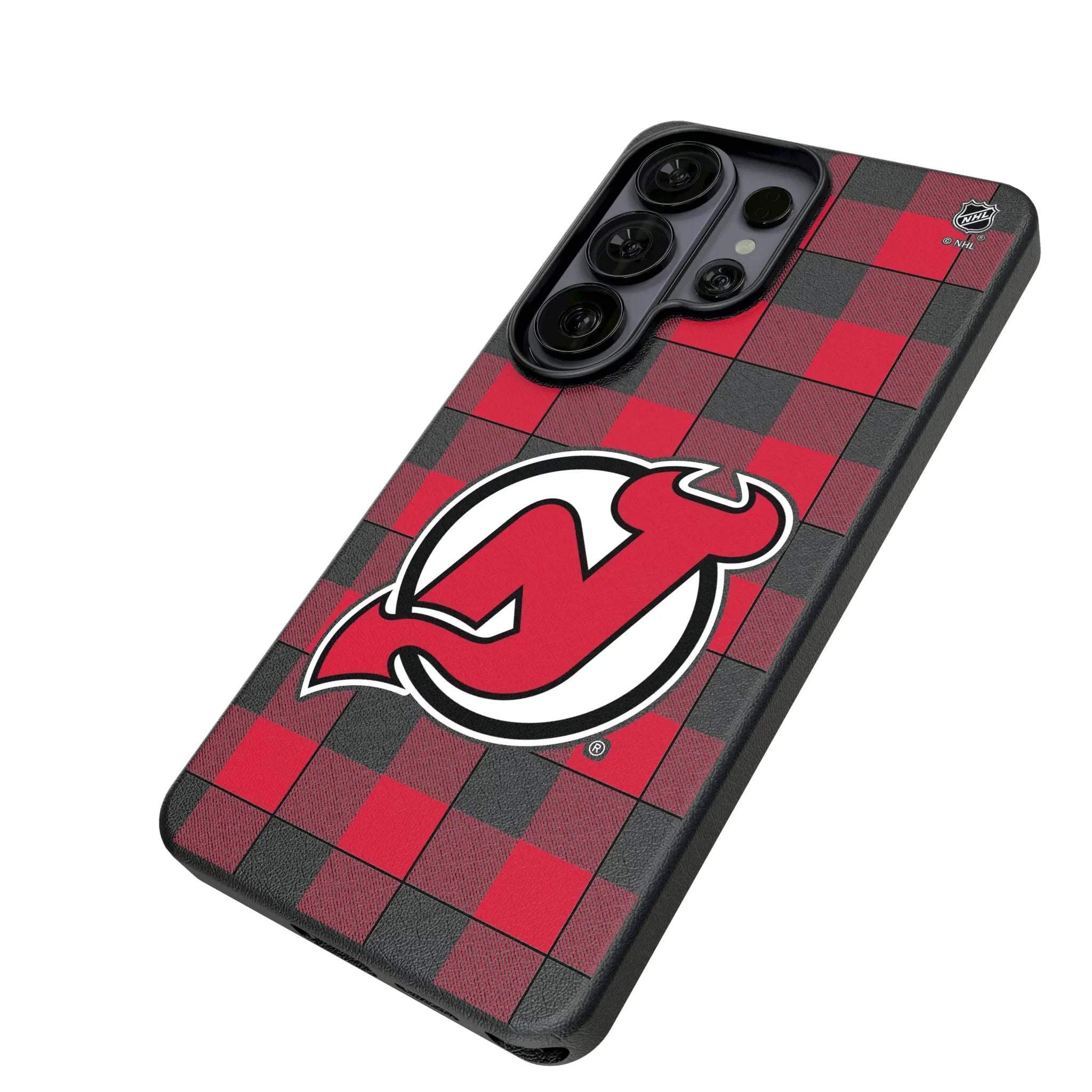 New Jersey Devils Plaid Galaxy MagSafe Compatible Phone Case for Samsung Galaxy - Isometric View#Device_Galaxy S26 Ultra