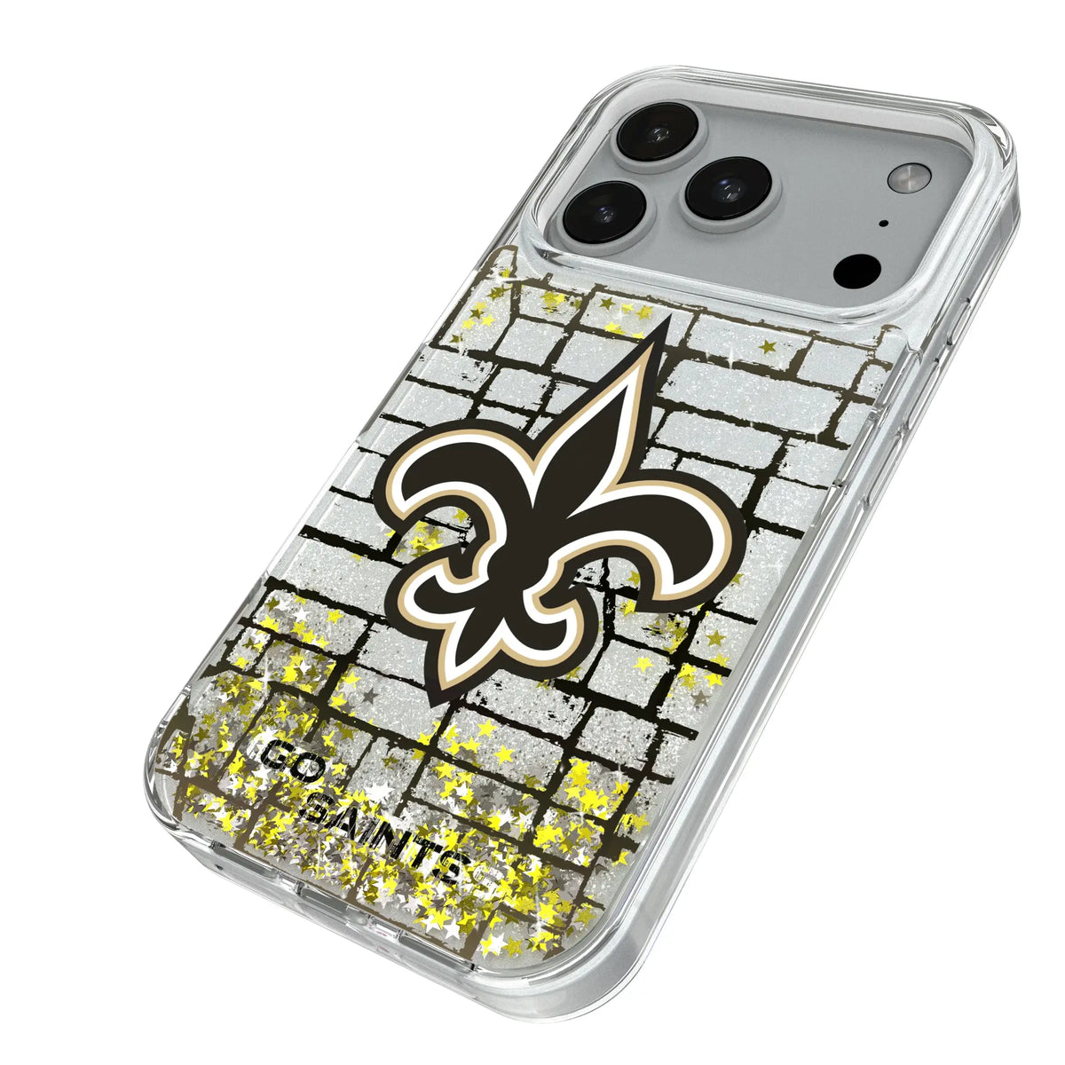 New Orleans Saints Brick iPhone Glitter Phone Case for Apple iPhone - Isometric View#Device_iPhone 18 Pro