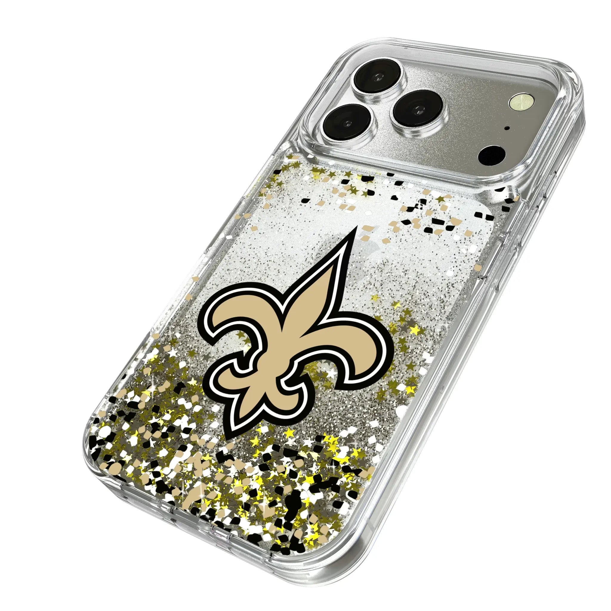 New Orleans Saints Confetti iPhone Glitter Phone Case for Apple iPhone - Isometric View