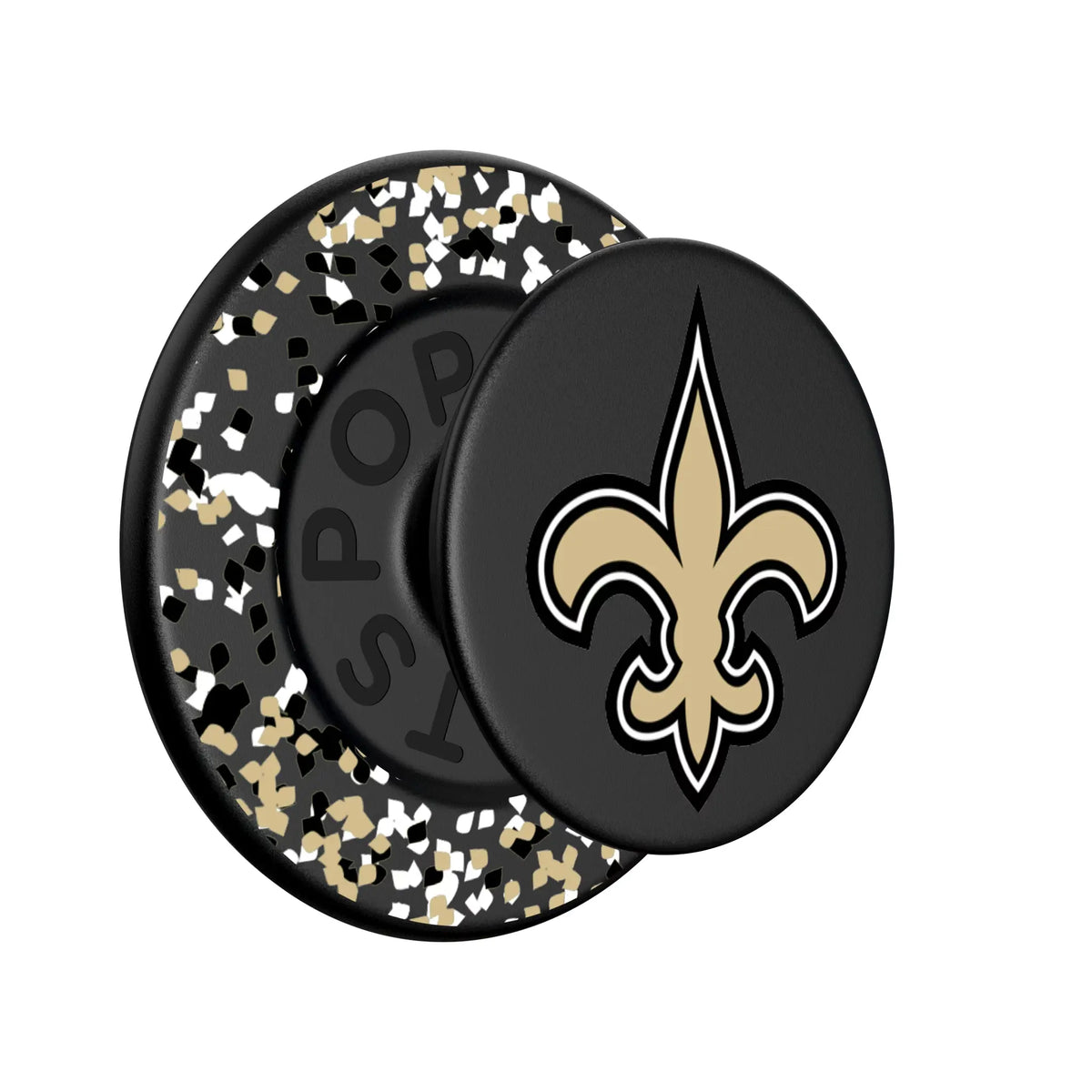 New Orleans Saints Confetti Popsockets Round Magnetic - Isometric View