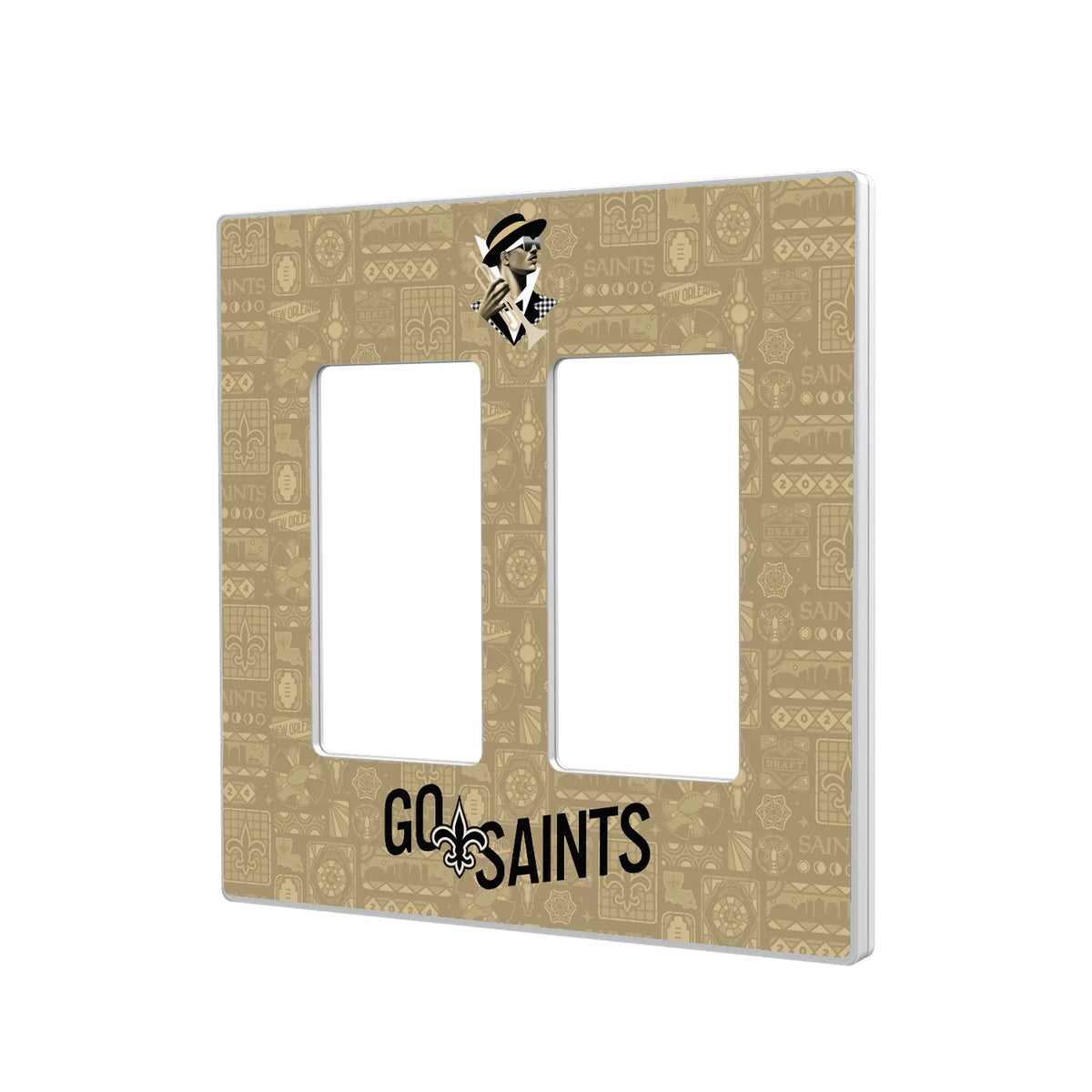 New Orleans Saints Deco Hidden-Screw Light Switch Plate#Style_Double Rocker
