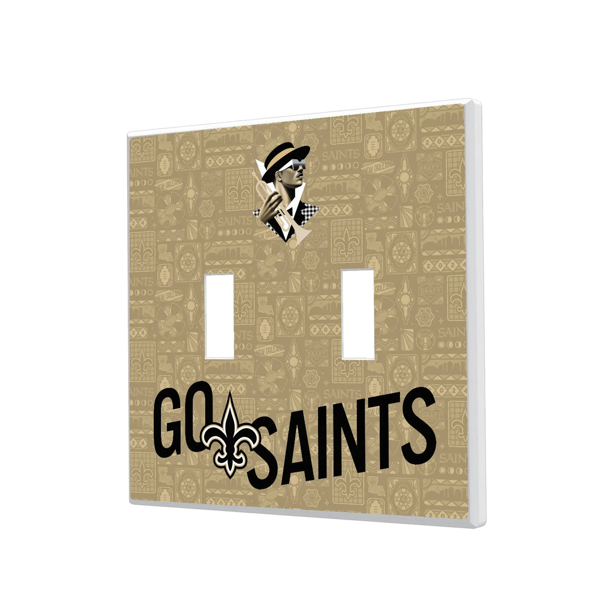 New Orleans Saints Deco Hidden-Screw Light Switch Plate#Style_Double Toggle