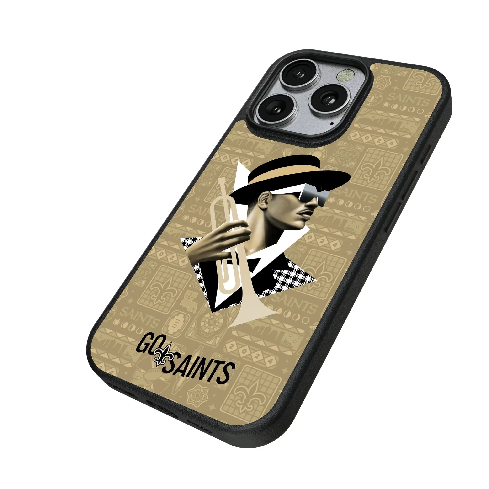 New Orleans Saints Deco iPhone MagSafe Compatible Phone Case for Apple iPhone - Isometric View