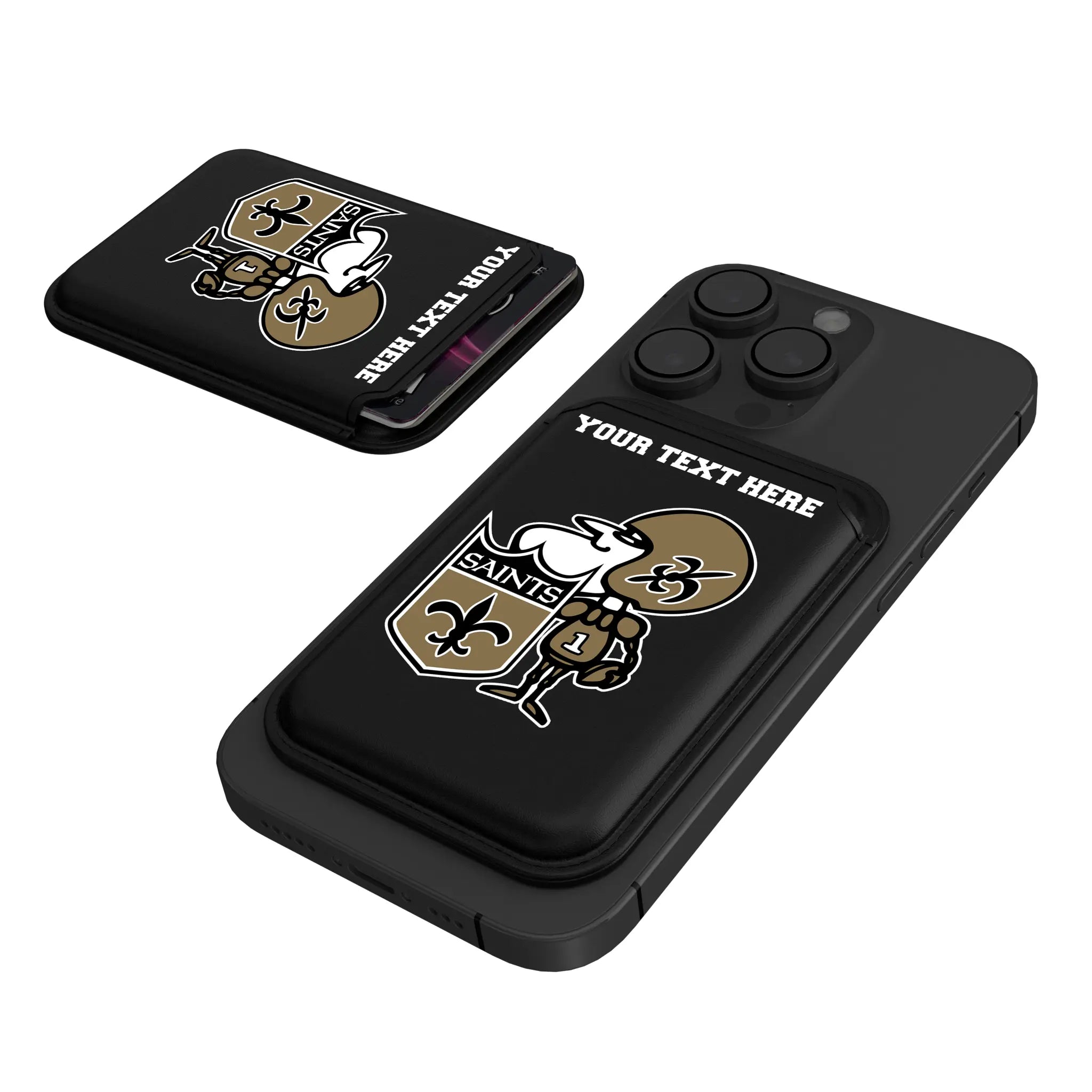 New Orleans Saints Historic Collection Personalized Insignia Black Magnetic Credit Card Wallet