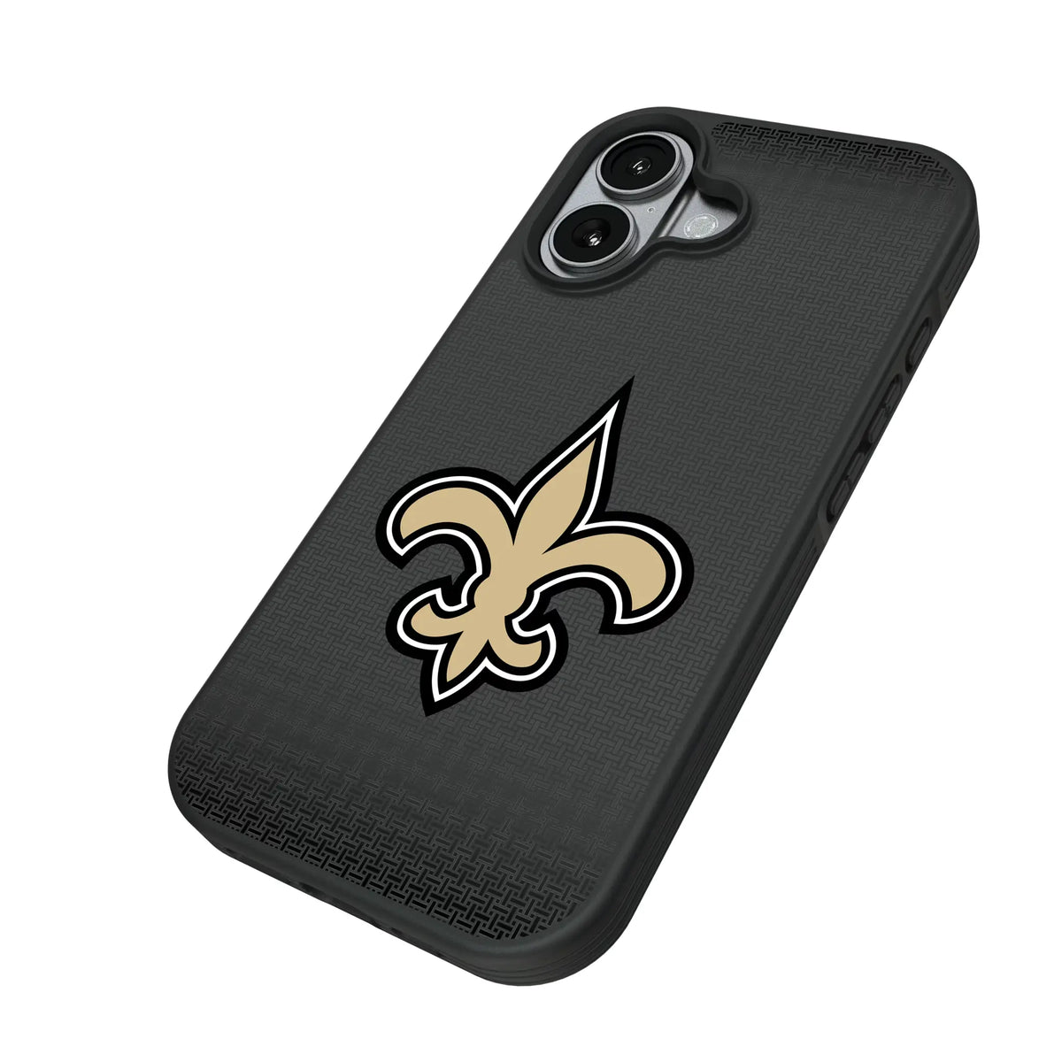 New Orleans Saints Linen iPhone Bump Phone Case for Apple iPhone - Isometric View#Device_iPhone 17
