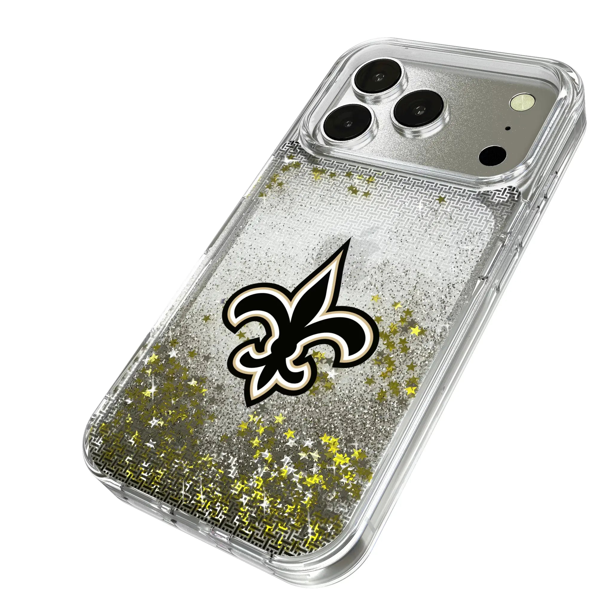 New Orleans Saints Linen iPhone Glitter Phone Case for Apple iPhone - Isometric View