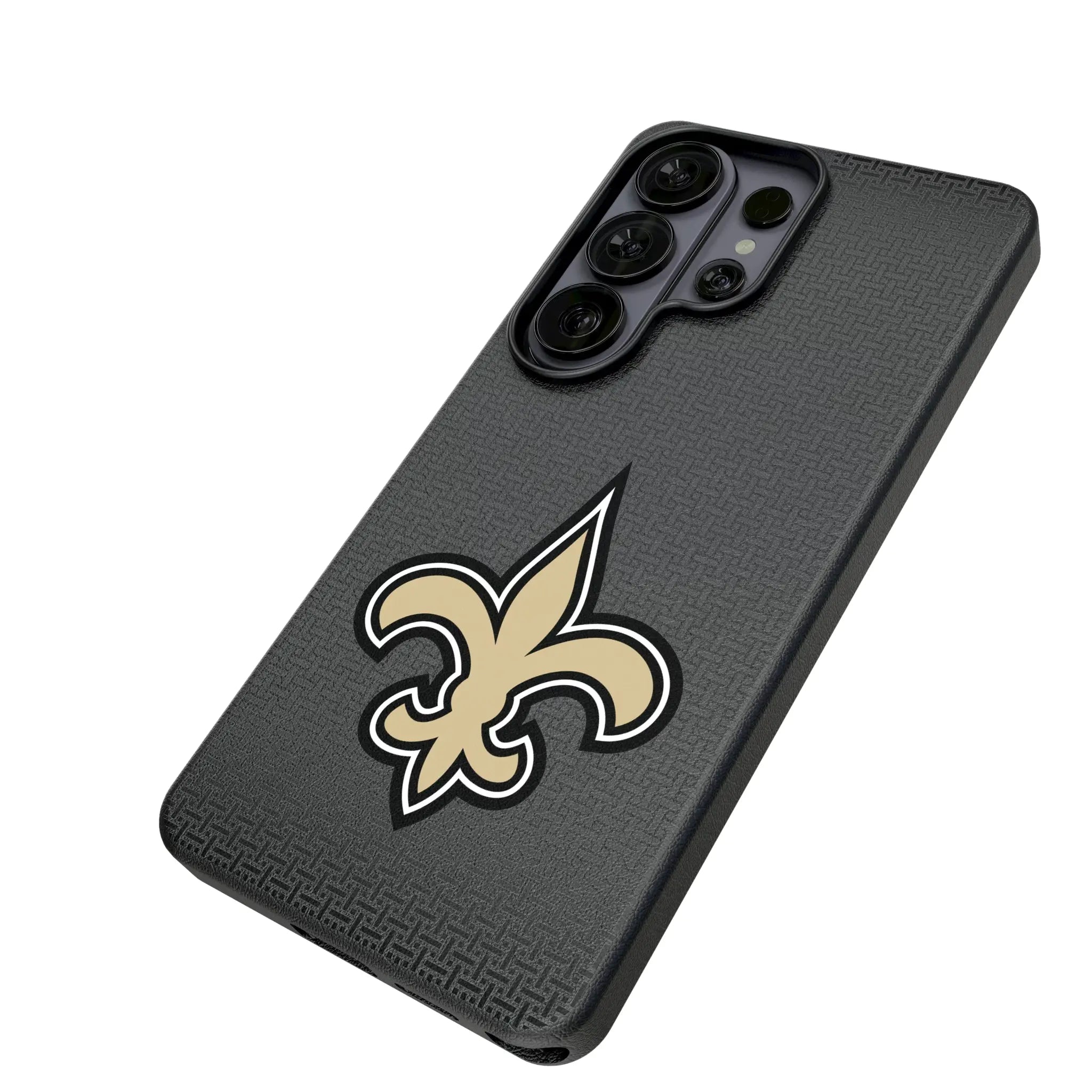 New Orleans Saints Linen Galaxy MagSafe Compatible Phone Case for Samsung Galaxy - Isometric View#Device_Galaxy S26 Ultra