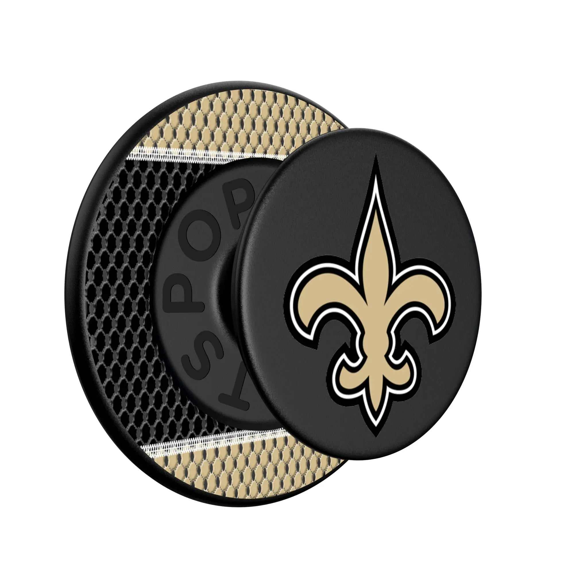 New Orleans Saints Mesh Popsockets Round Magnetic - Isometric View
