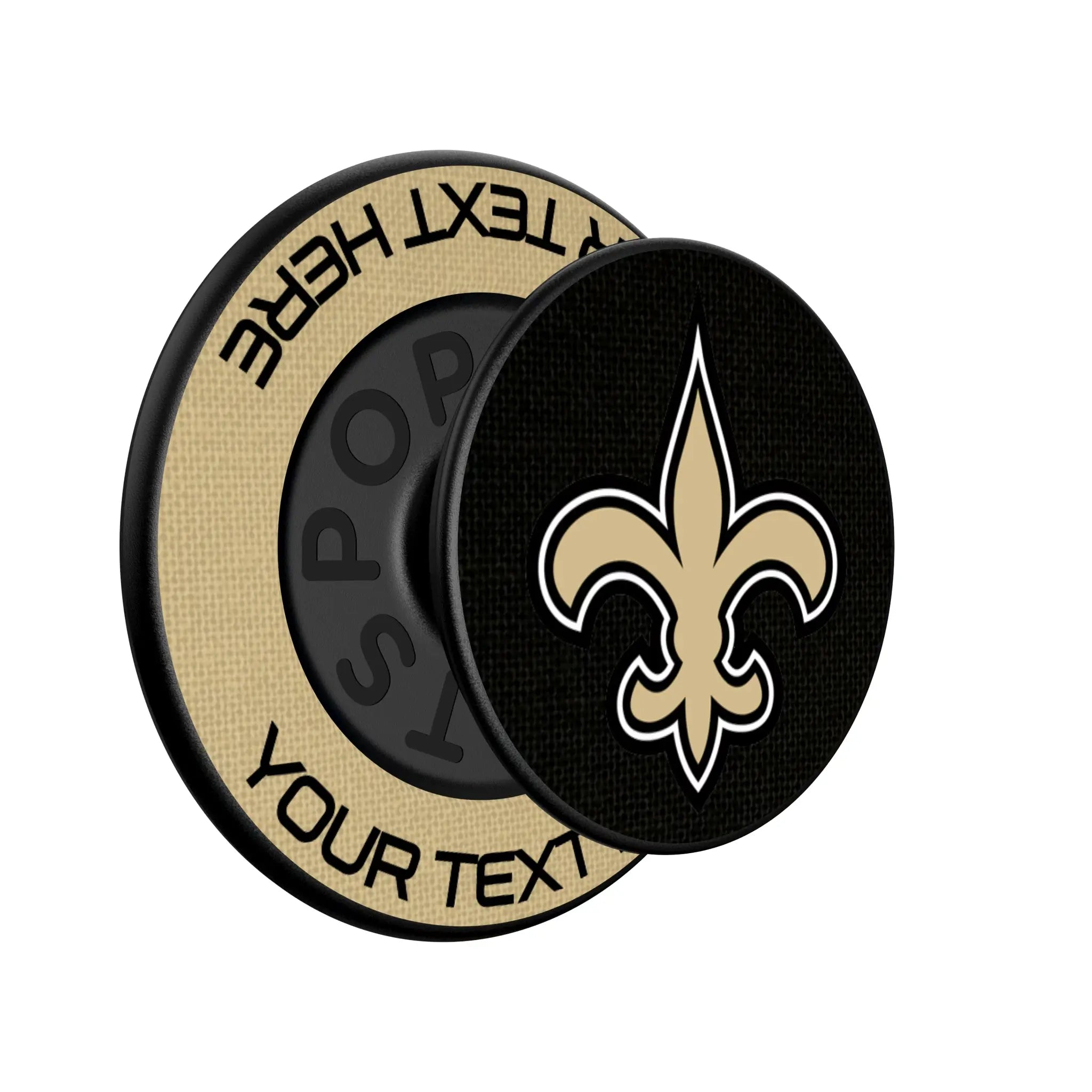 New Orleans Saints Personalized Endzone Solid Popsockets Round Magnetic - Isometric View