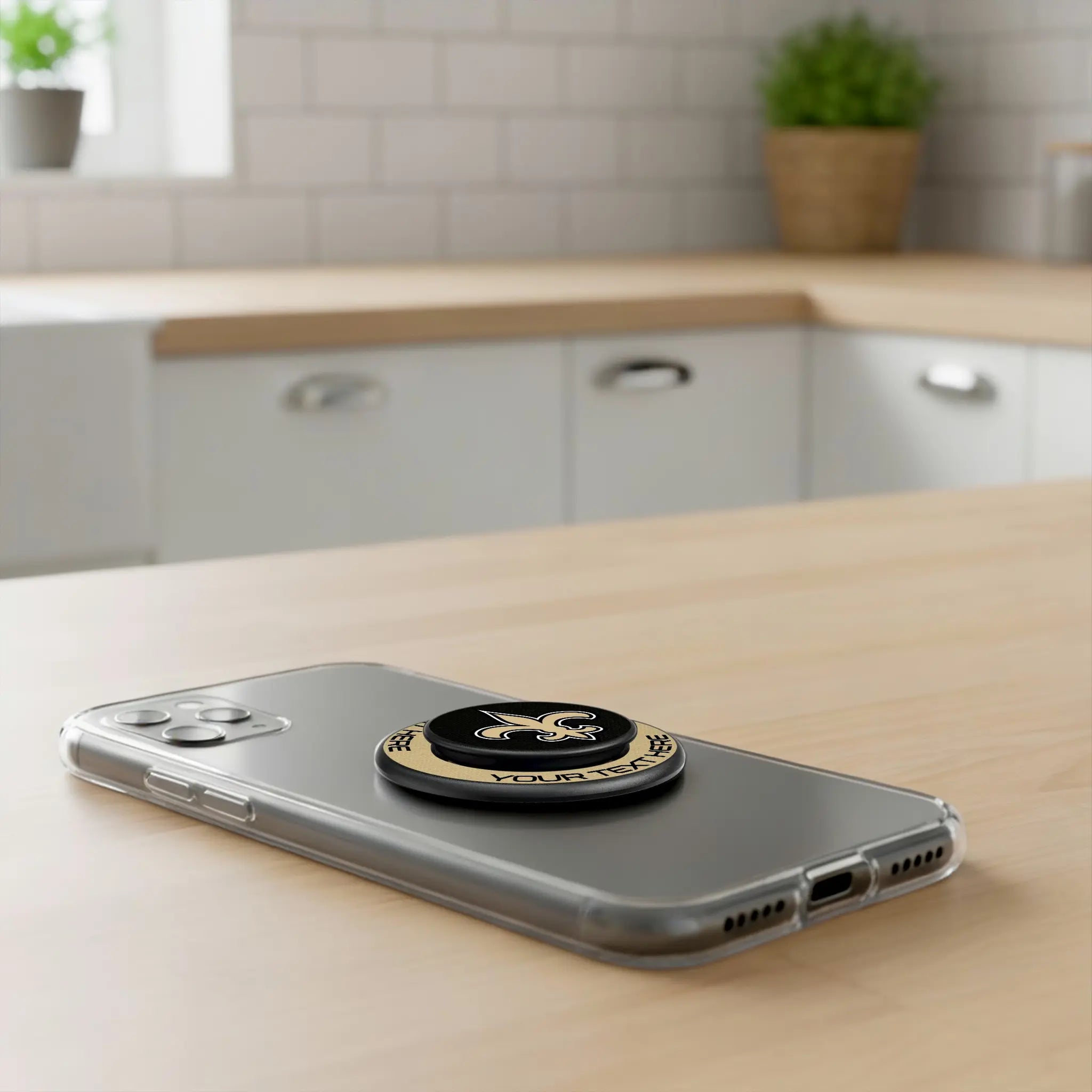 New Orleans Saints Personalized Endzone Solid Popsockets Round Magnetic - Lifestyle