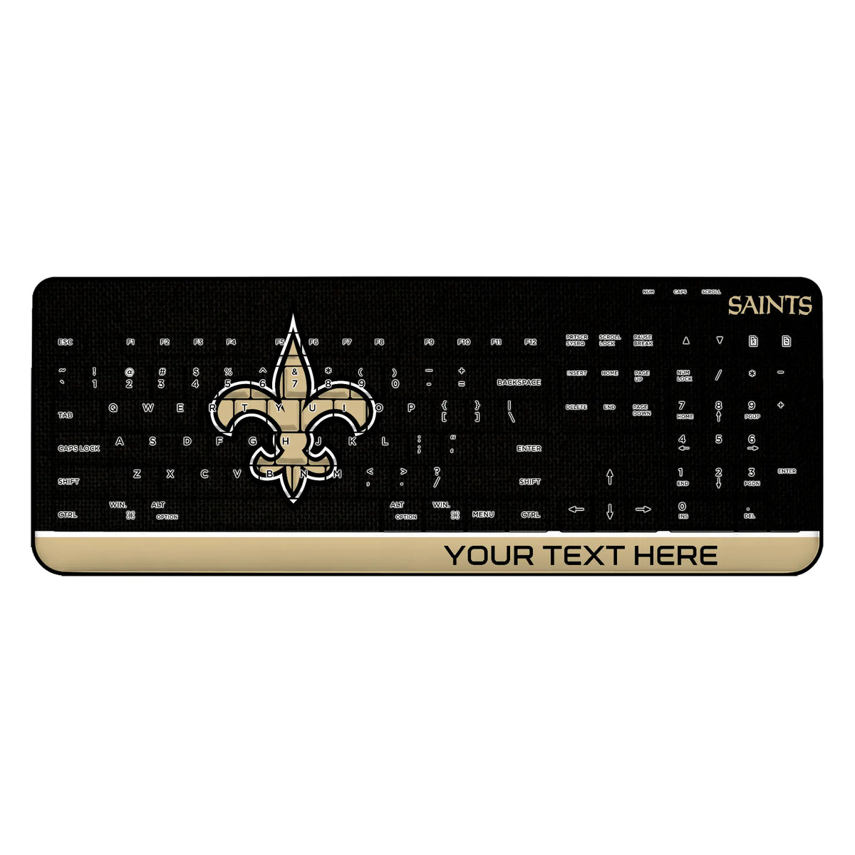New Orleans Saints Personalized Endzone Solid Wireless USB Keyboard