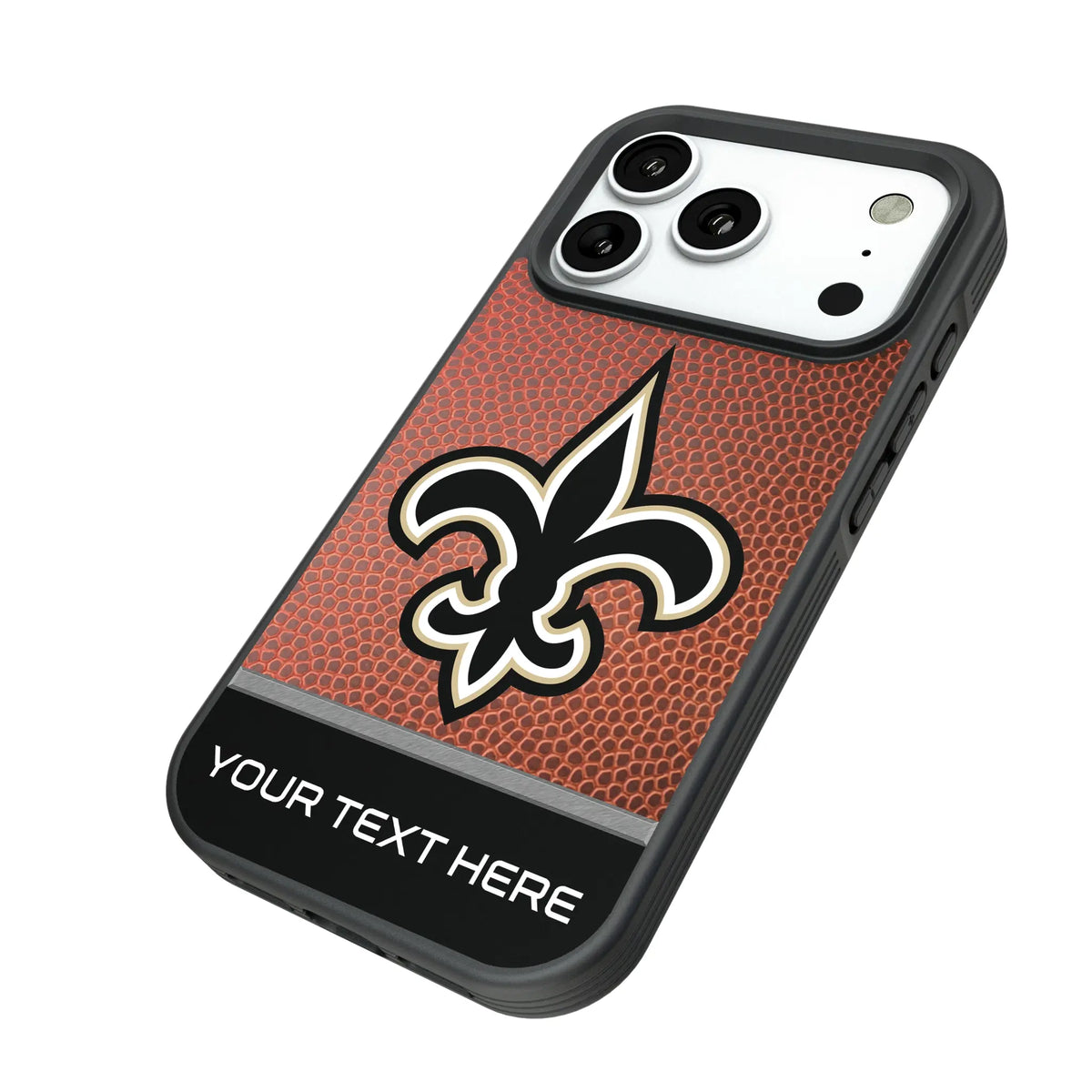 New Orleans Saints Personalized Football iPhone Bump Phone Case for Apple iPhone - Isometric View#Device_iPhone 18 Pro