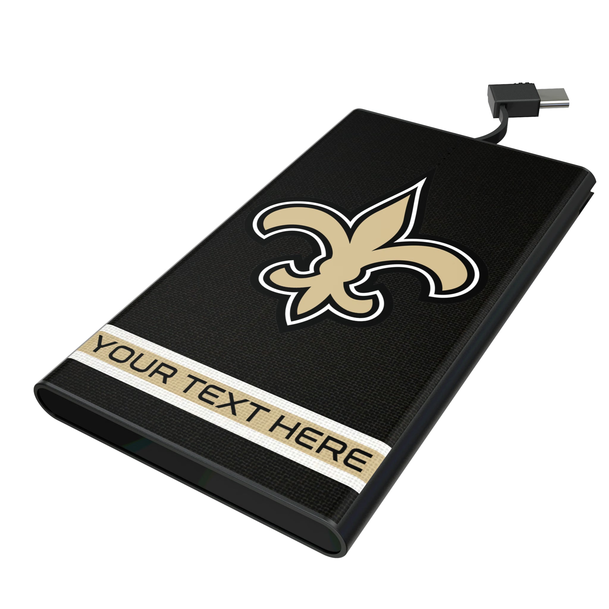 New Orleans Saints Personalized Stripe 5000mAh Flat Powerbank
