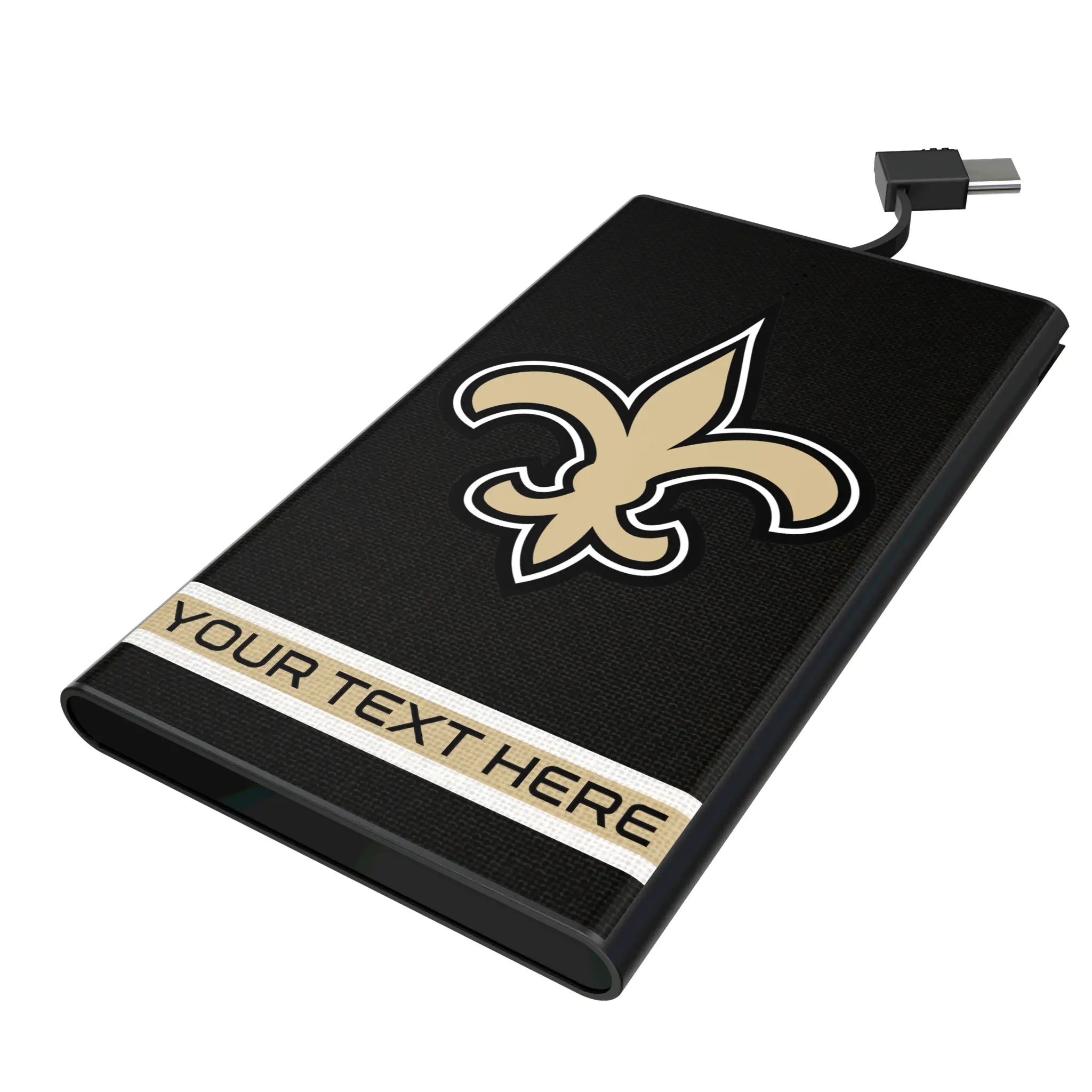 New Orleans Saints Personalized Stripe 5000mAh Flat Power Bank