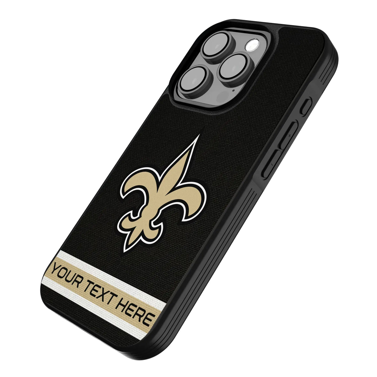 New Orleans Saints Personalized Stripe iPhone Bump Phone Case for Apple iPhone - Isometric View